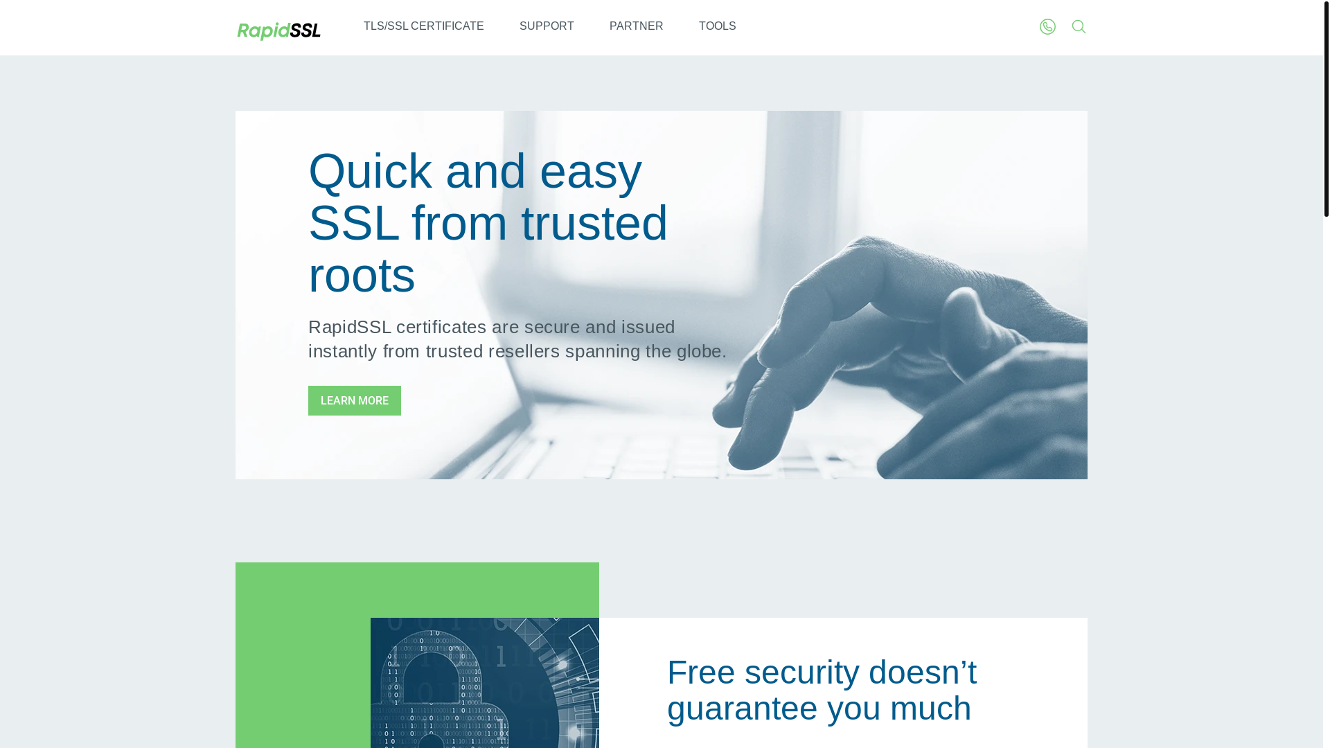 website screenshot of https://rapidssl.com