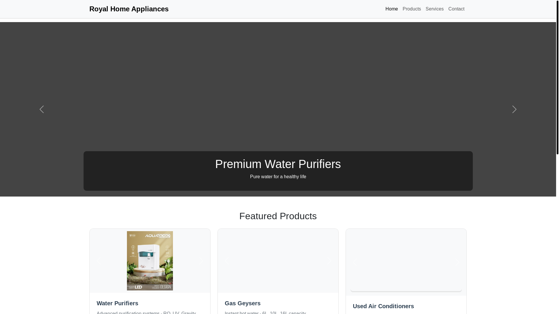 website screenshot of https://royalappliances.shop/