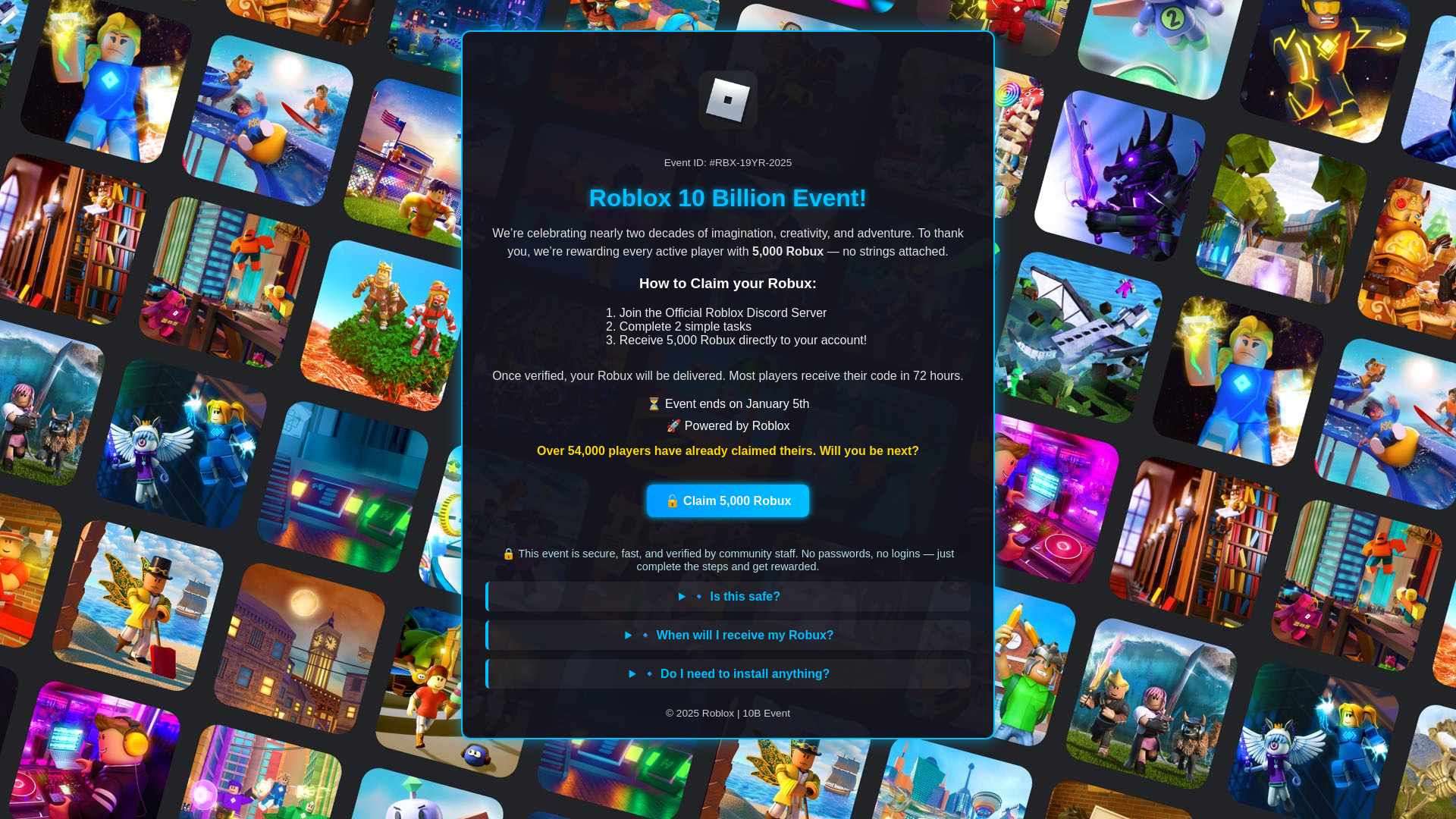 website screenshot of https://claimrblx.net/