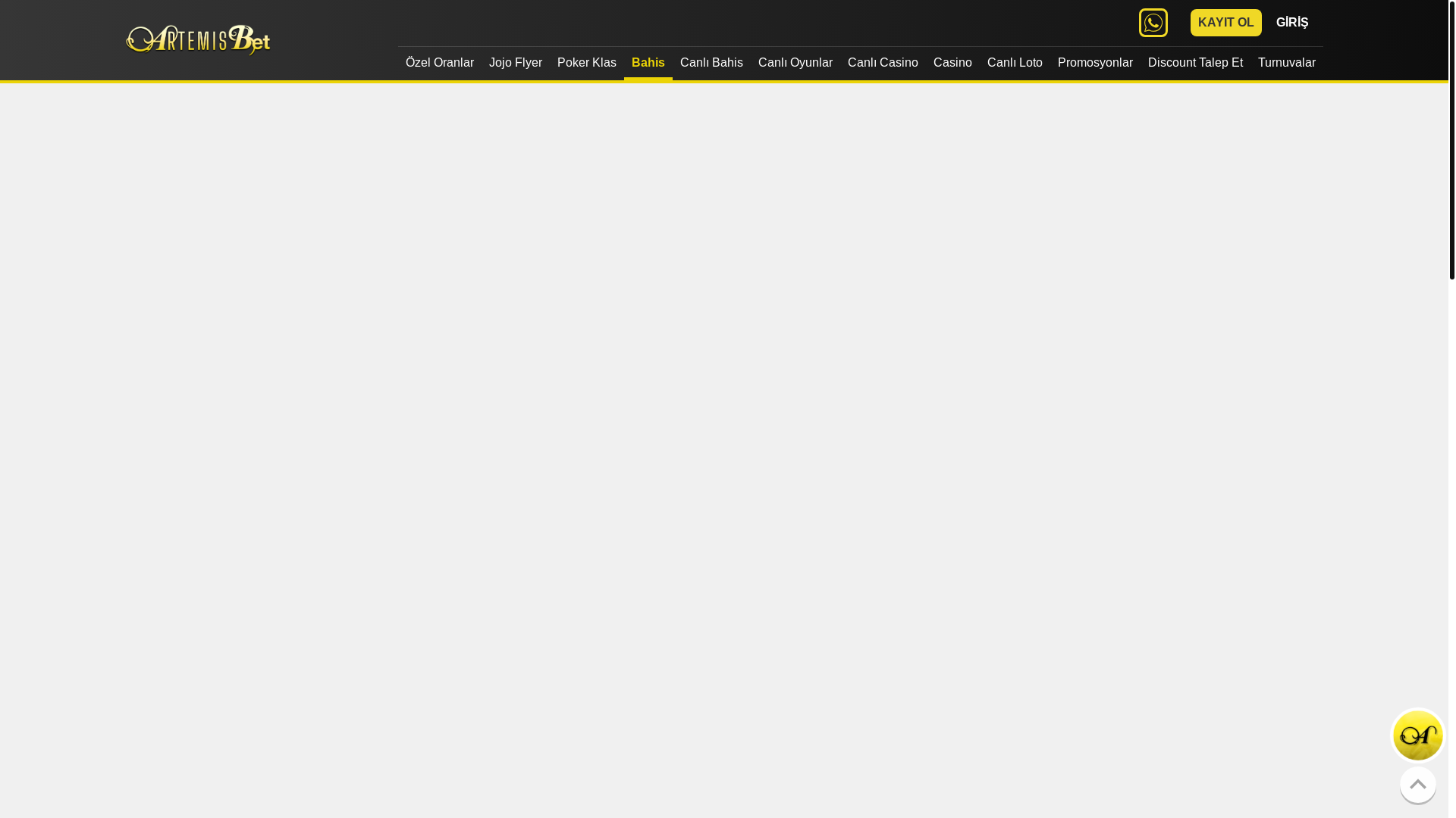 website screenshot of https://1164artemisbet.com/