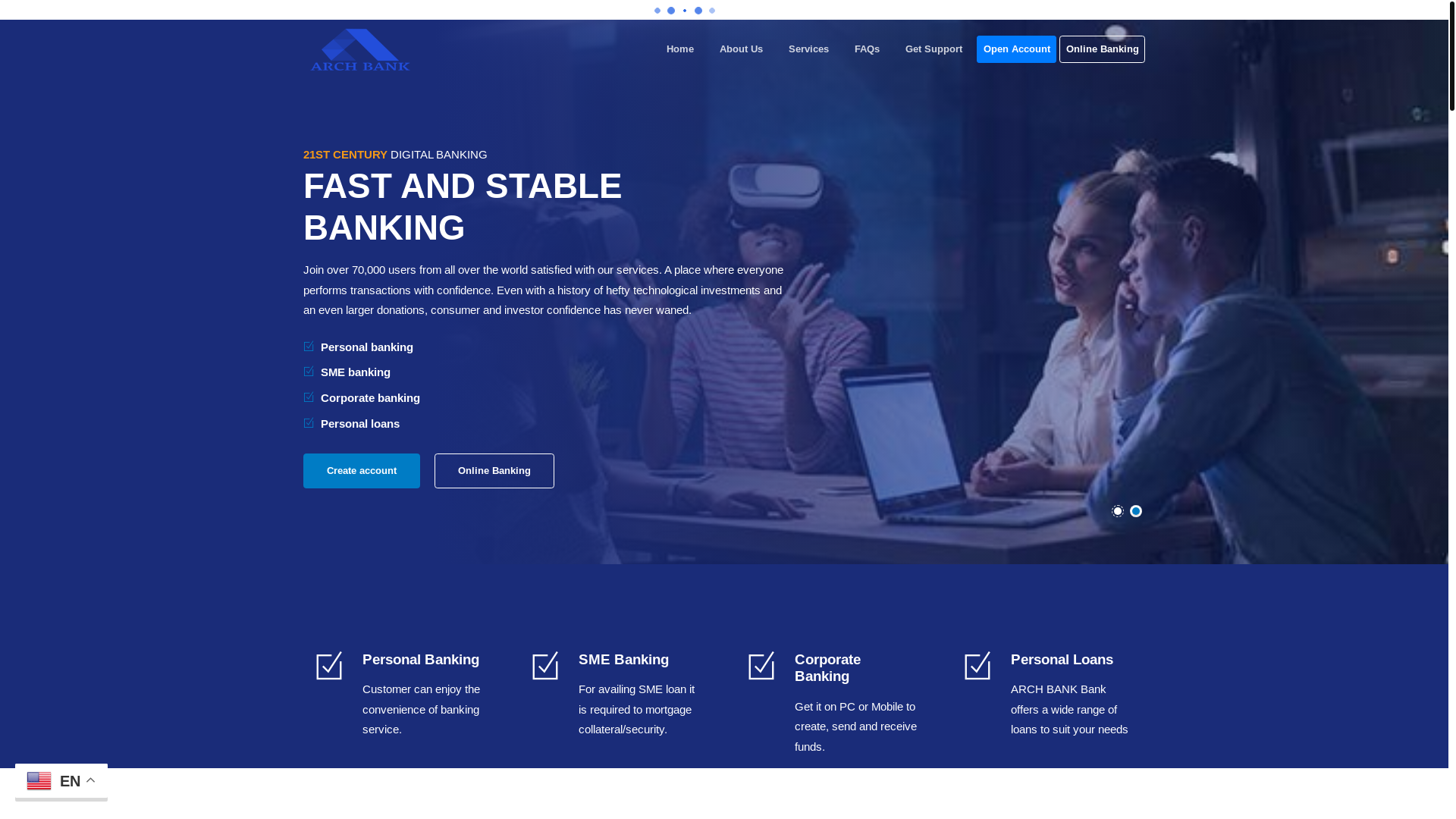 website screenshot of https://archbnk.com/