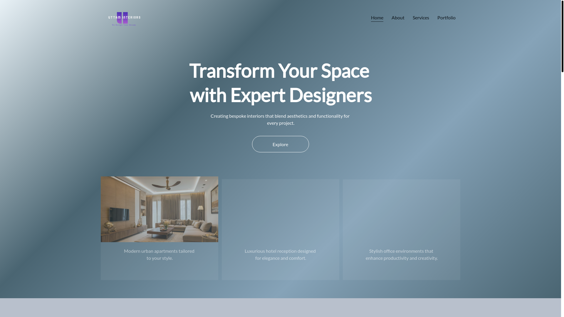 website screenshot of https://uttaminterior.in/