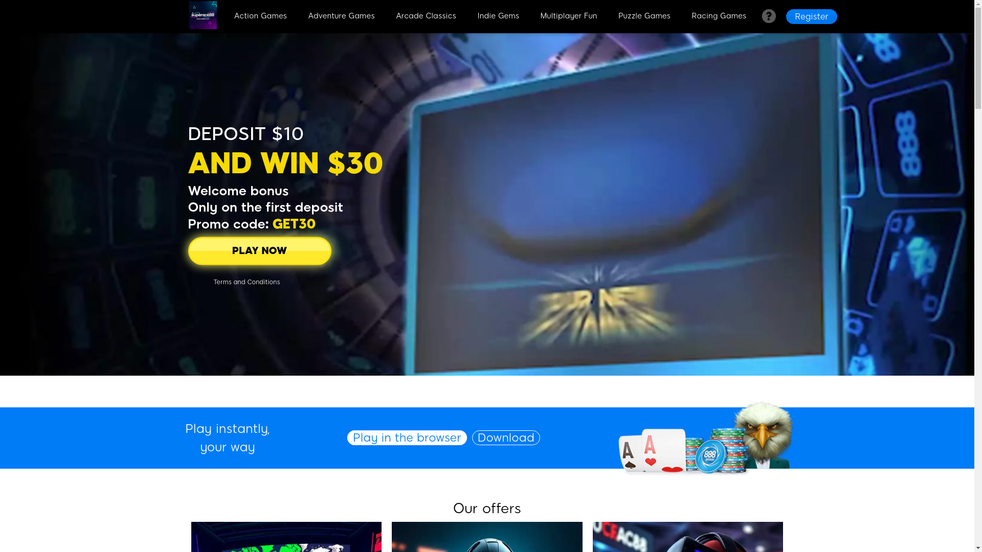 website screenshot of https://superace88fun.com/