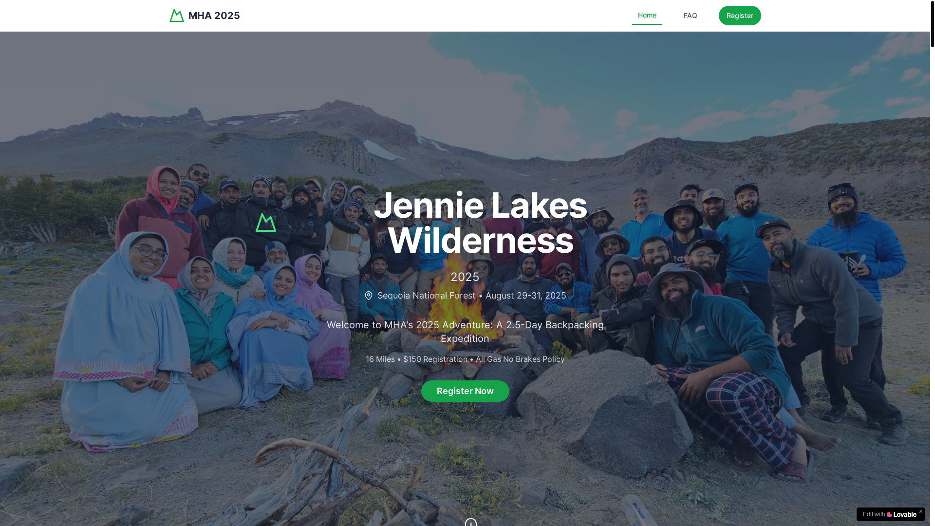 website screenshot of https://mumineenhiking.com/