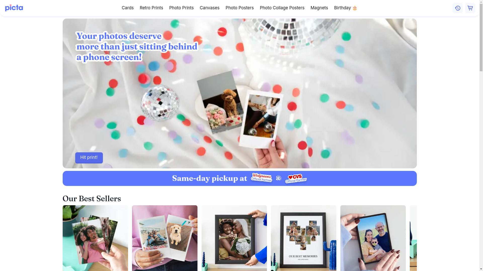 website screenshot of https://picta.com/