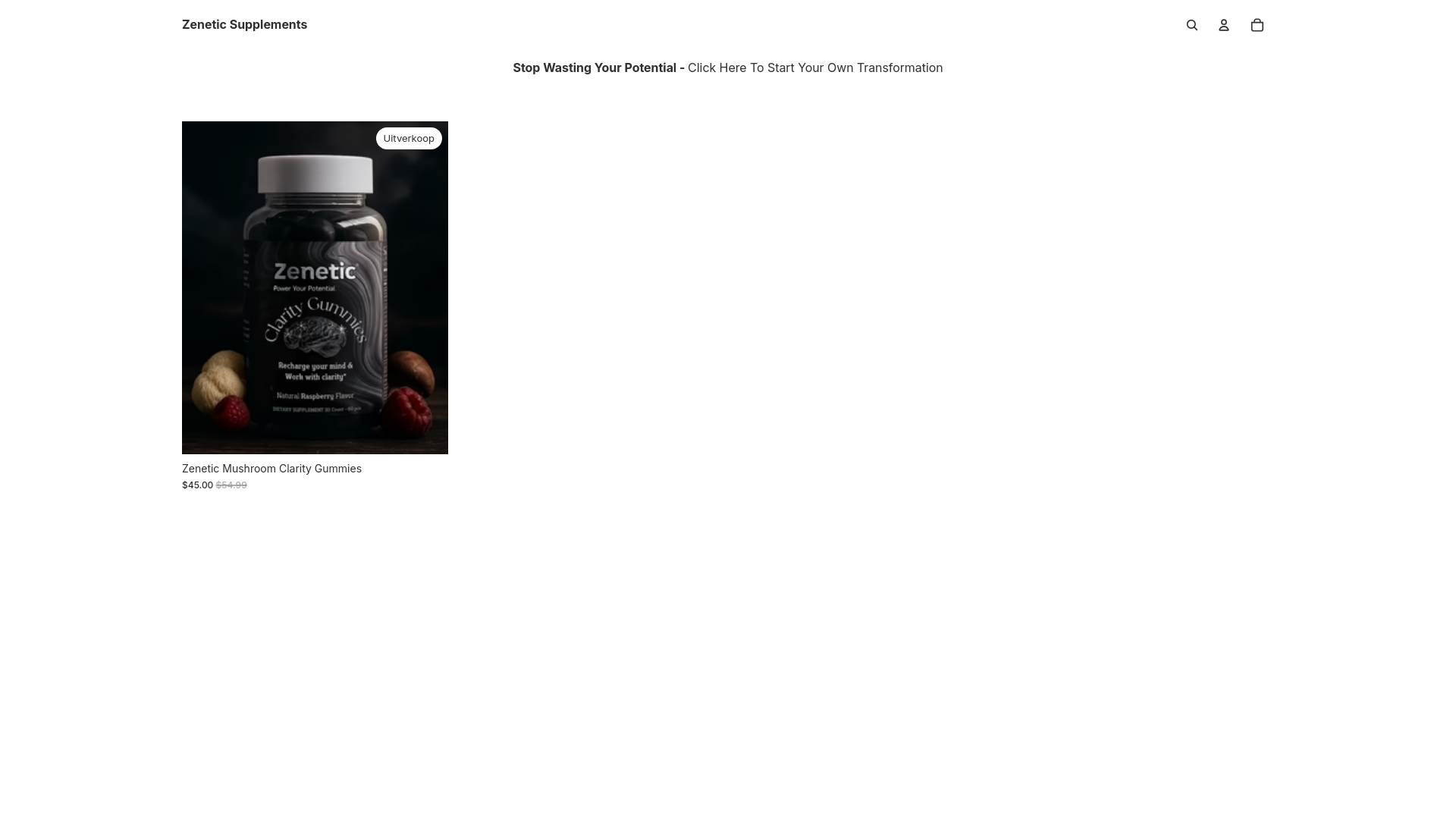 website screenshot of https://zenetic-supplements.com/