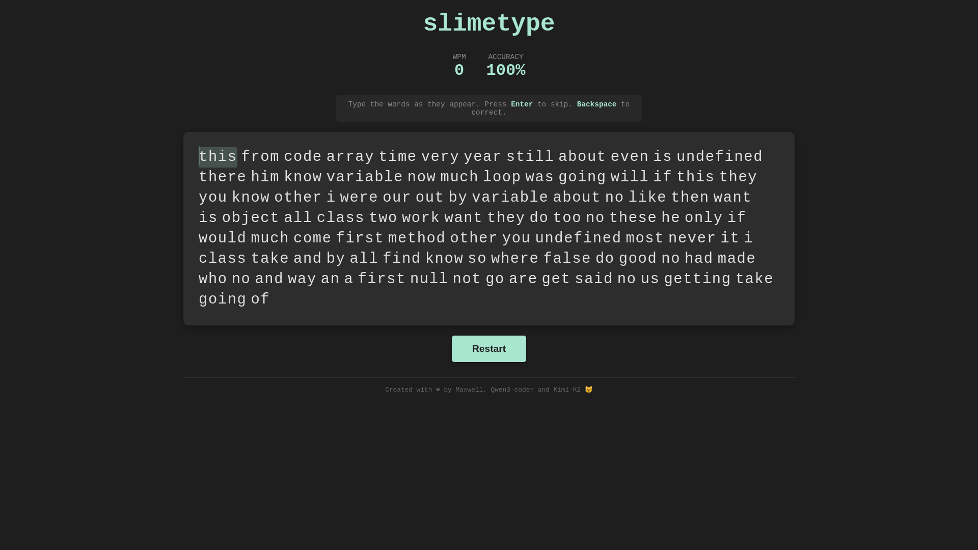 website screenshot of https://slimetype.pages.dev/