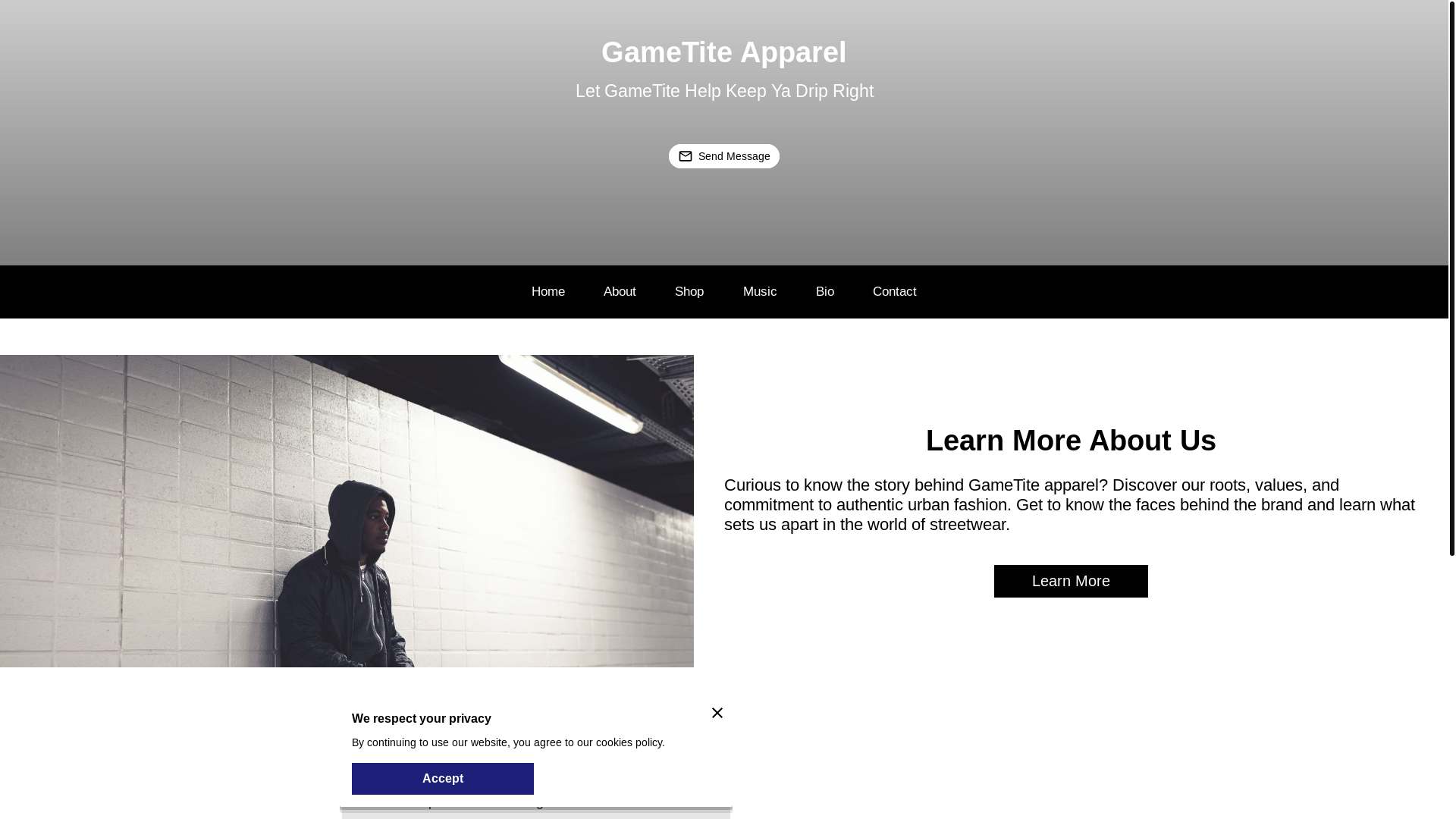 website screenshot of https://gametite-apparel.com/