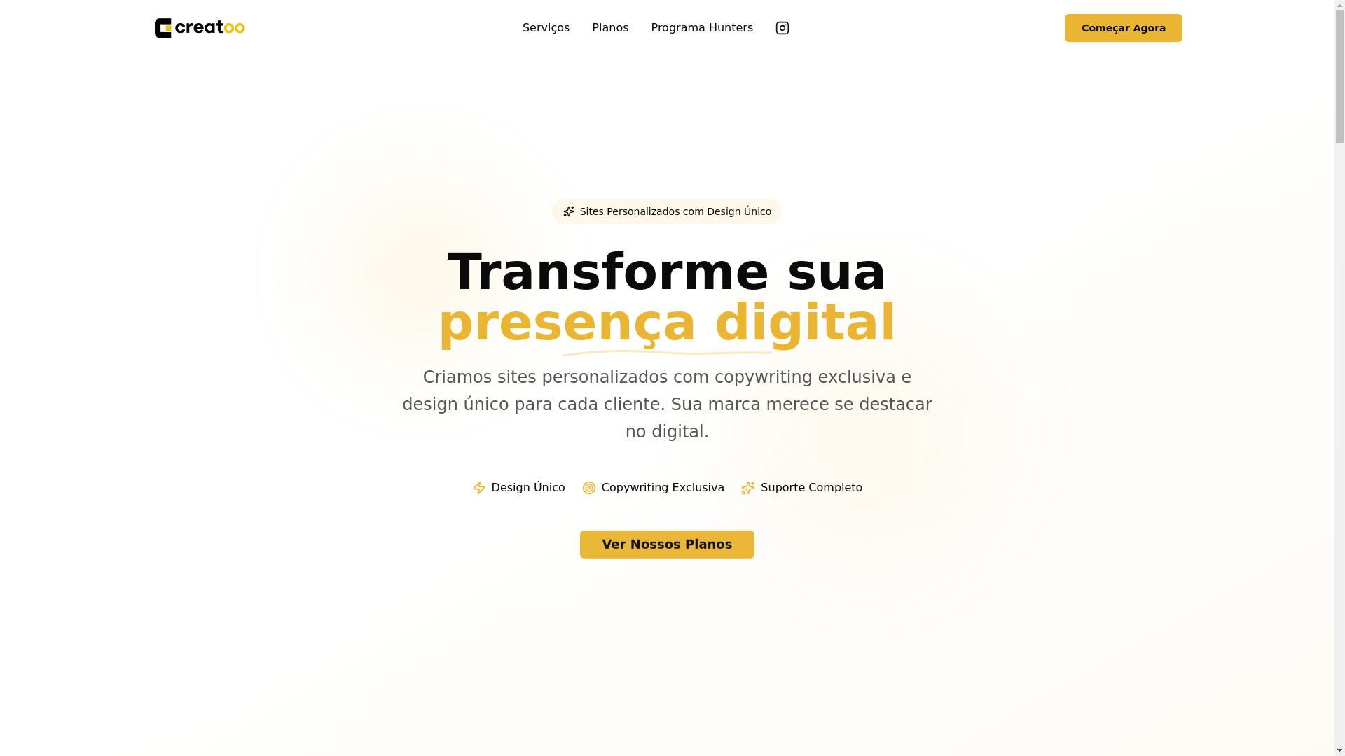 website screenshot of https://creatoohunters.com.br/