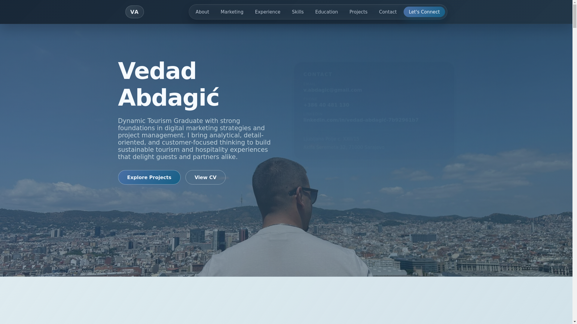 website screenshot of https://vedadabdagic.com/