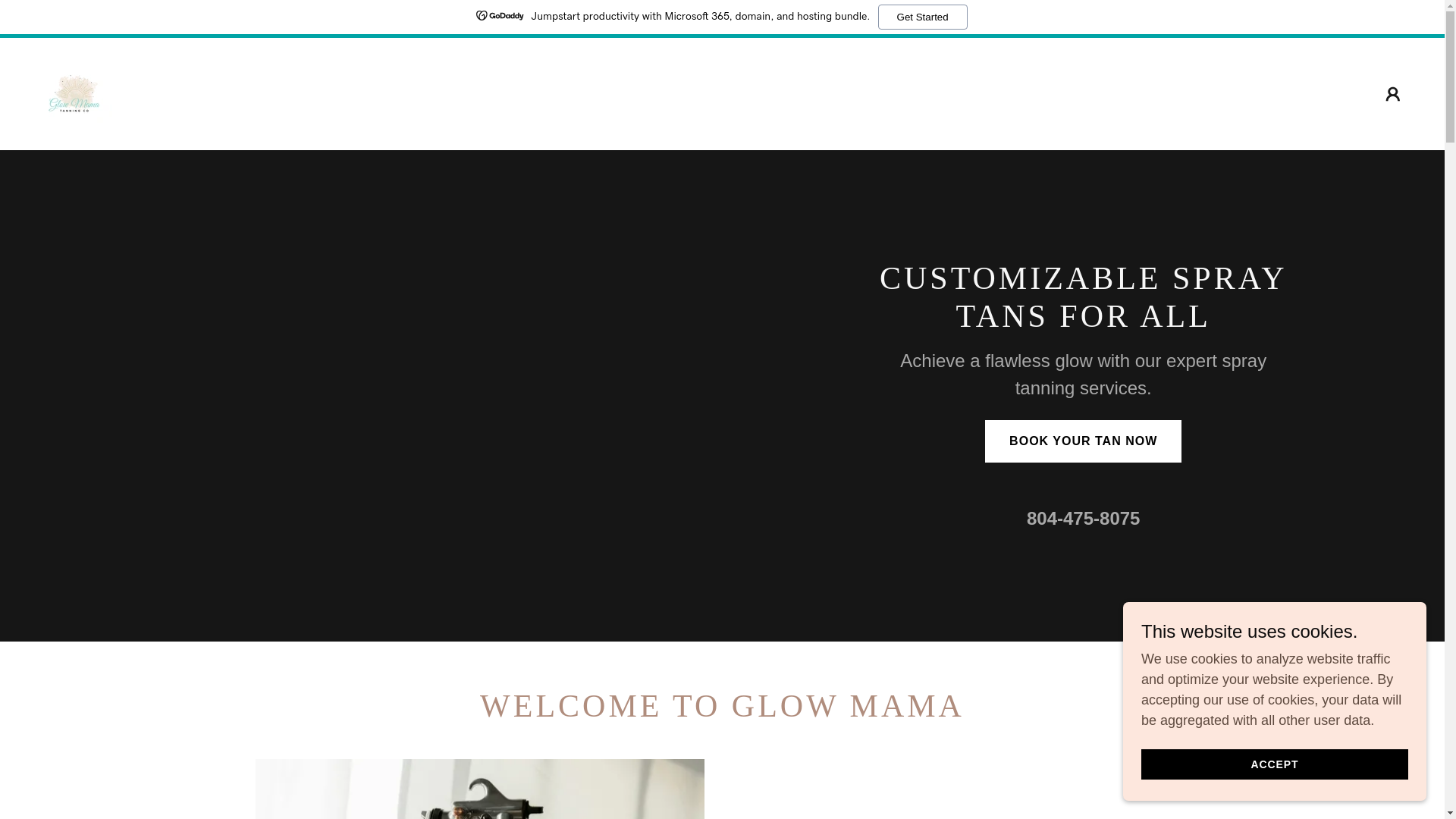 website screenshot of https://glowmamatanningco.com/