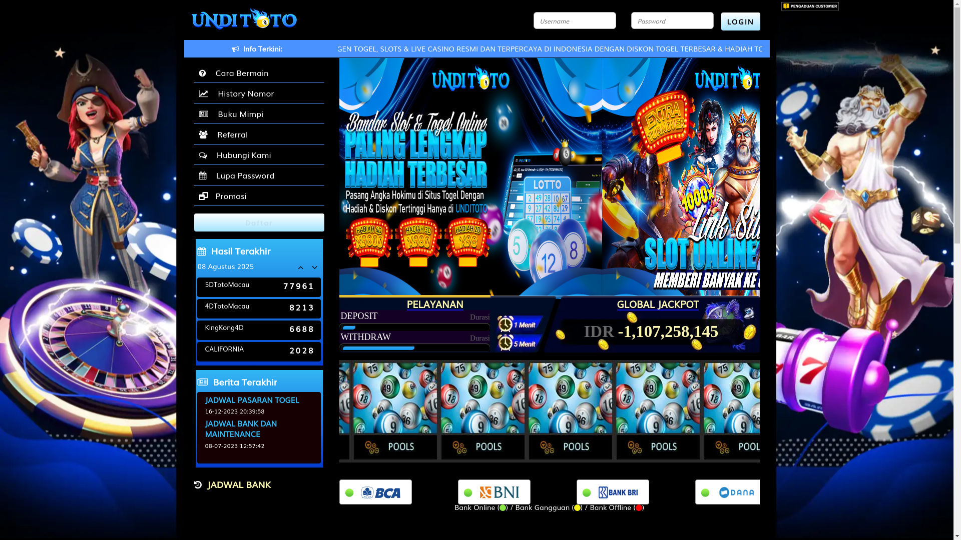 website screenshot of https://unditotolucky.xyz/