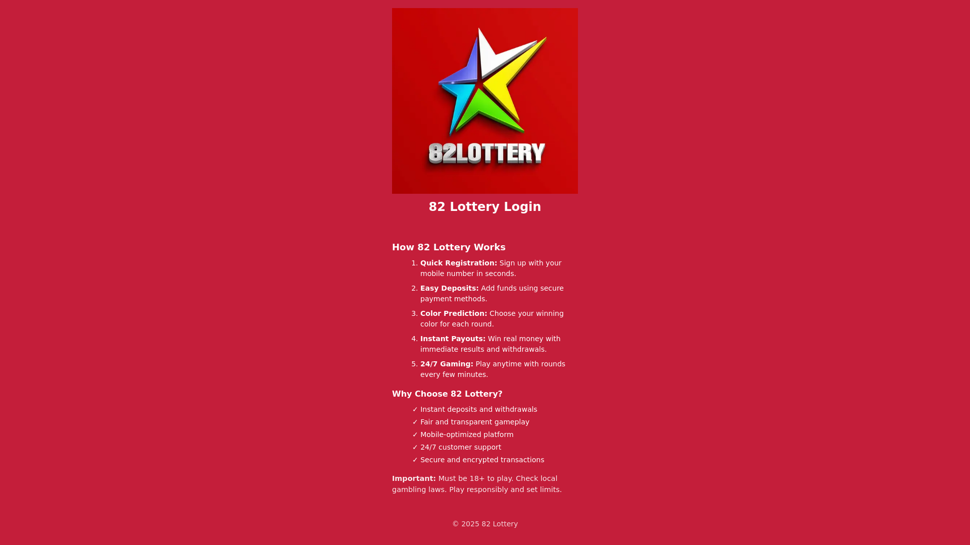 website screenshot of https://82lotterydownload.net/