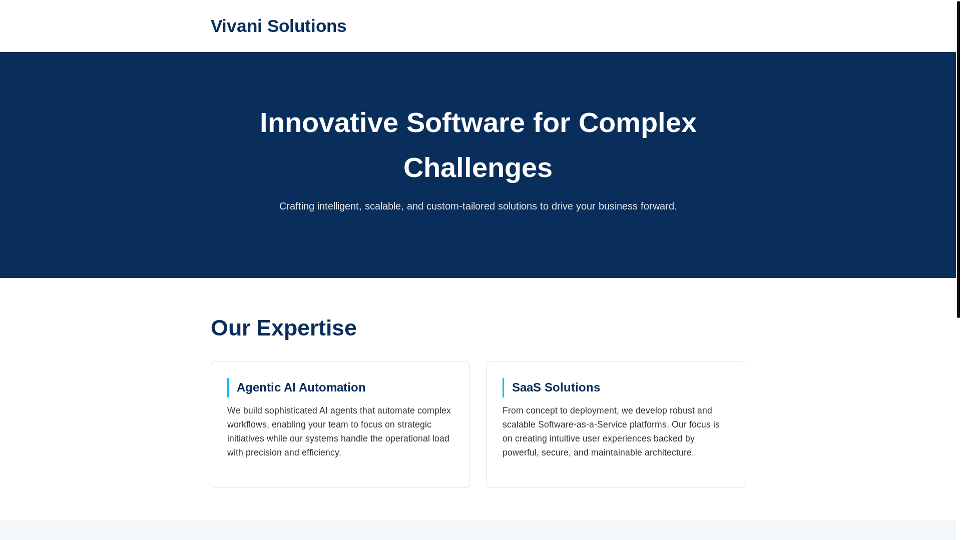 website screenshot of https://vivani-solutions.com/