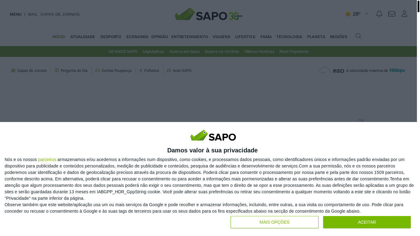 website screenshot of https://sapo.pt