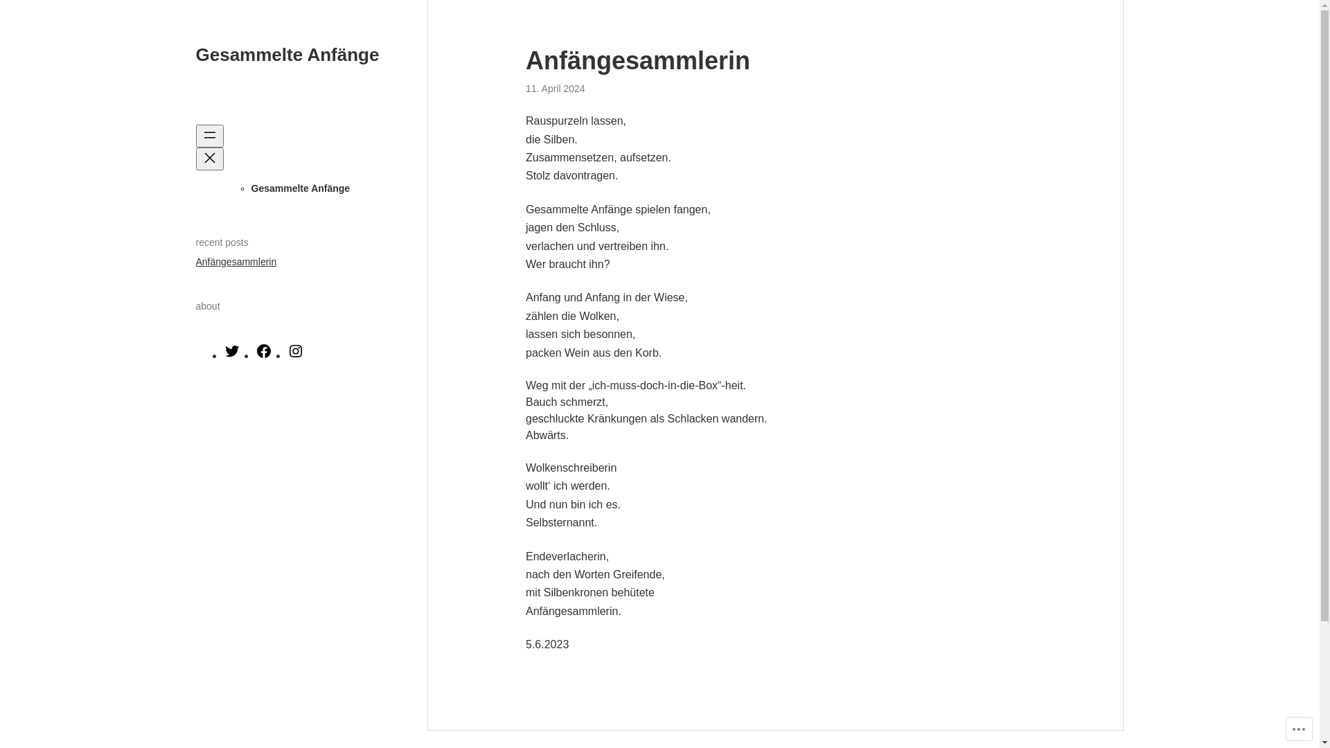 website screenshot of https://gesammelte-anfaenge.com/