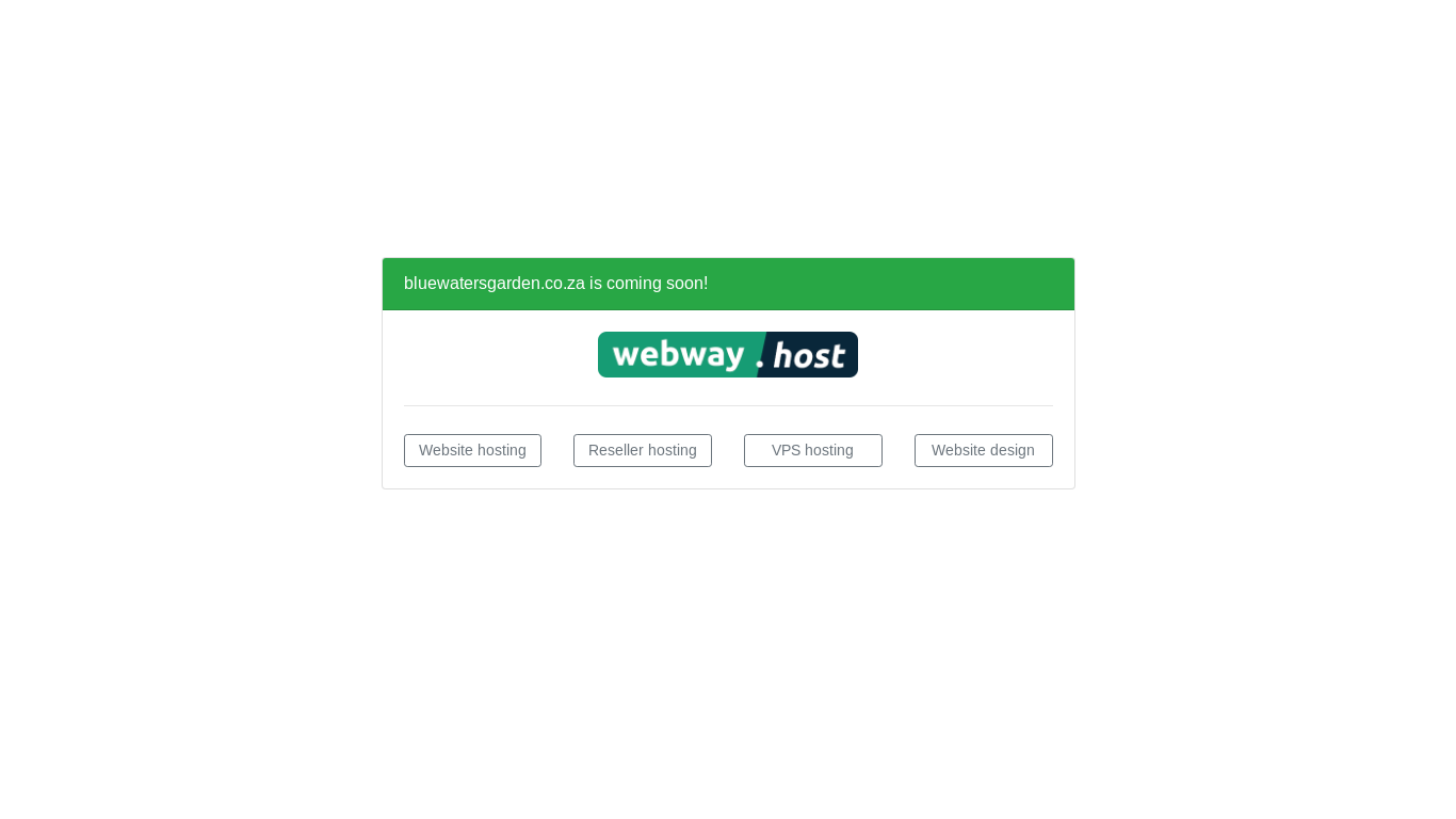 website screenshot of https://bluewatersgarden.co.za/