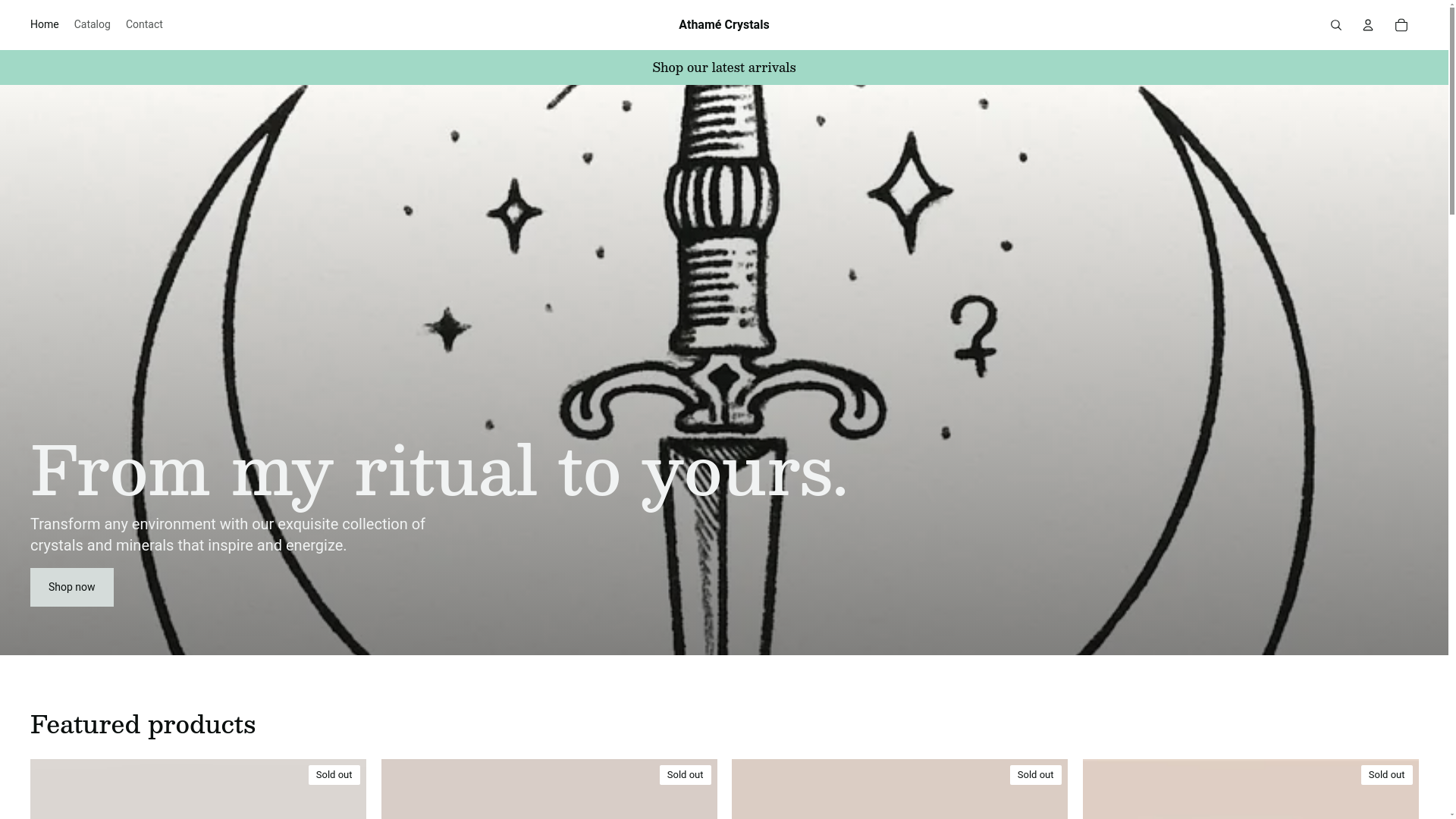 website screenshot of https://athamecrystals.com/