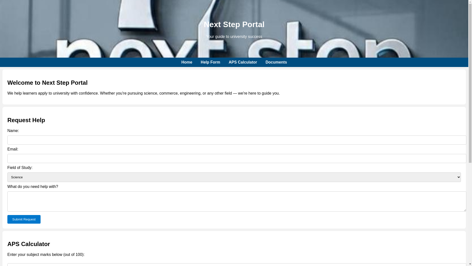 website screenshot of https://nxtstepportal.com/