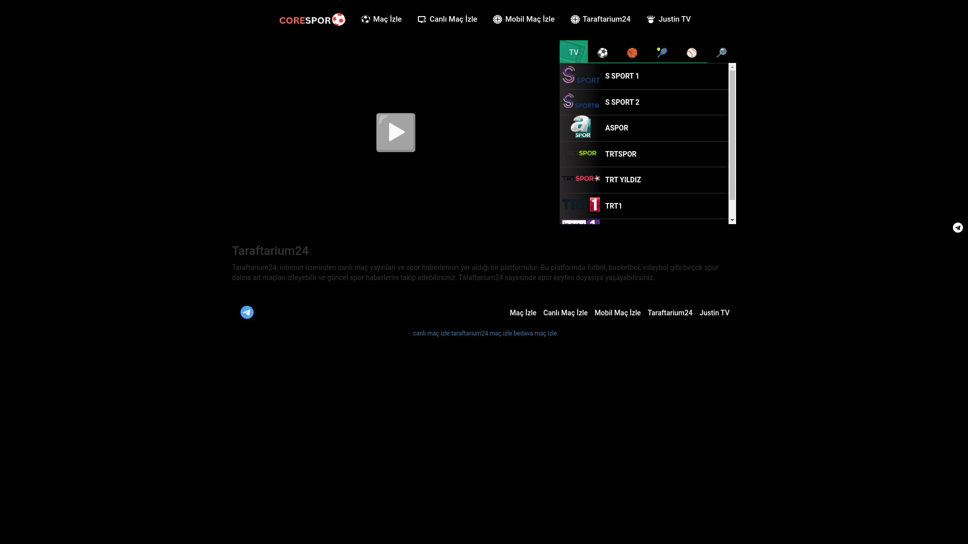 website screenshot of https://taraftarium24hd3.in/