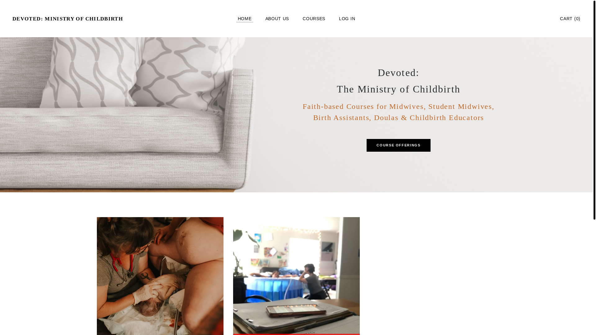 website screenshot of https://devotedministryofchildbirth.com/