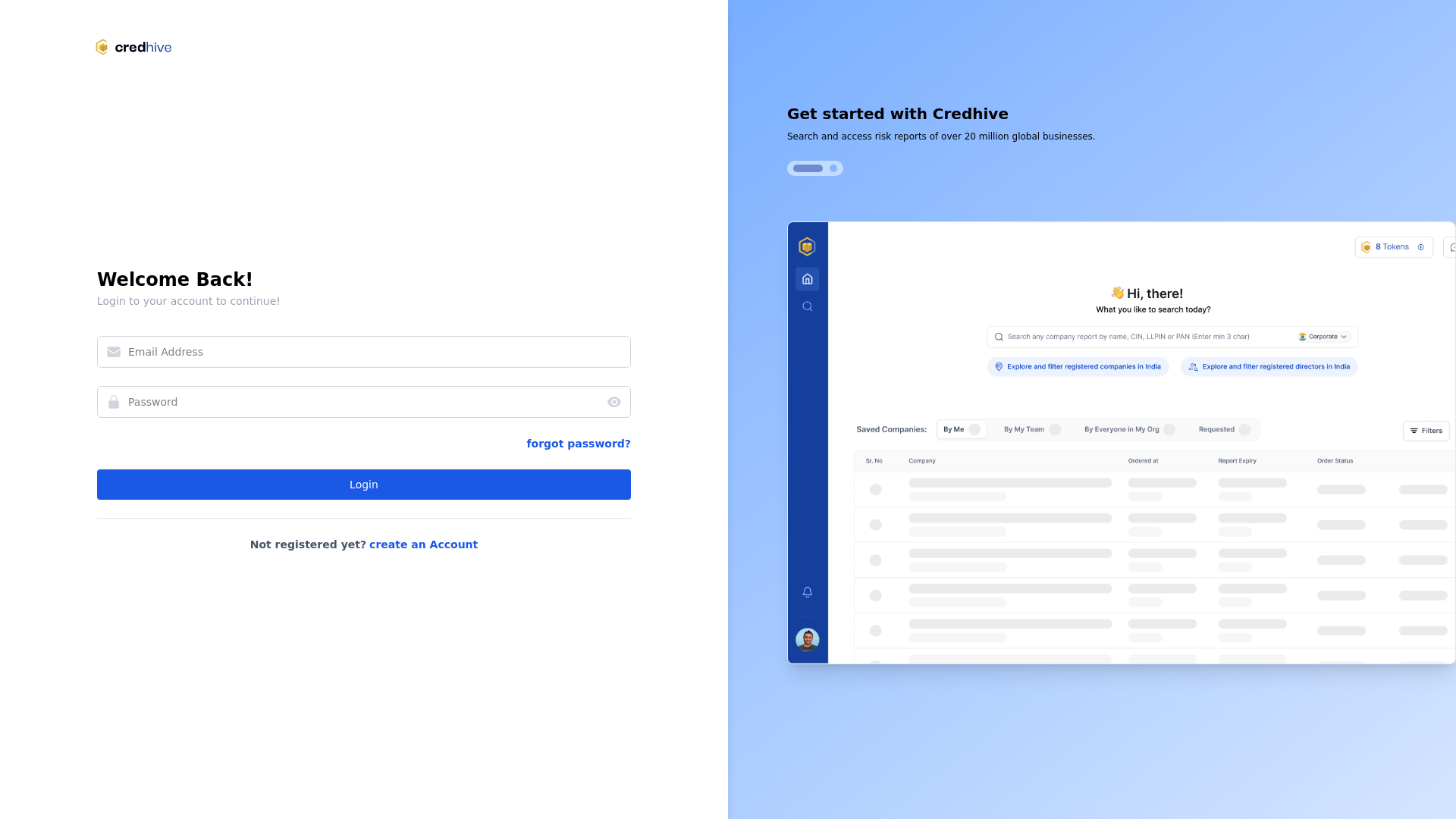 website screenshot of https://credhive-dashboard-ui-prod.pages.dev/
