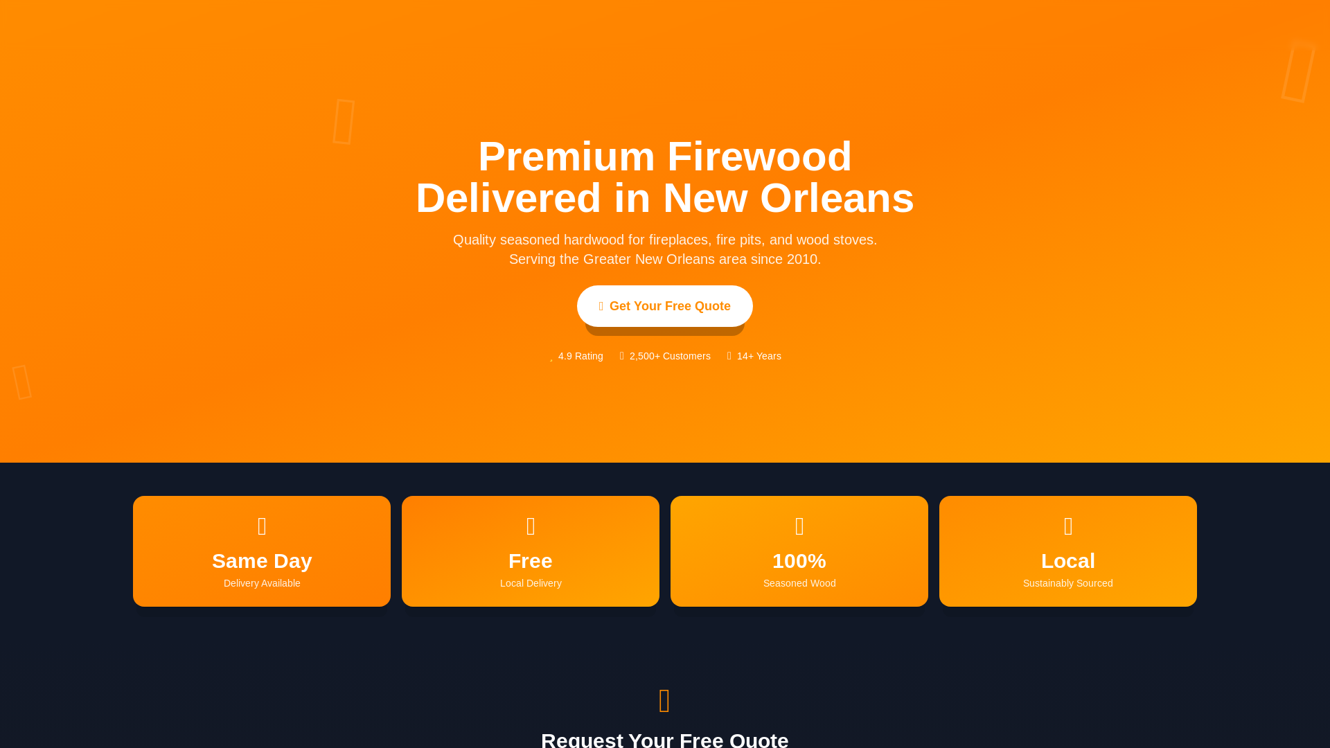 website screenshot of https://neworleansfirewood.com/