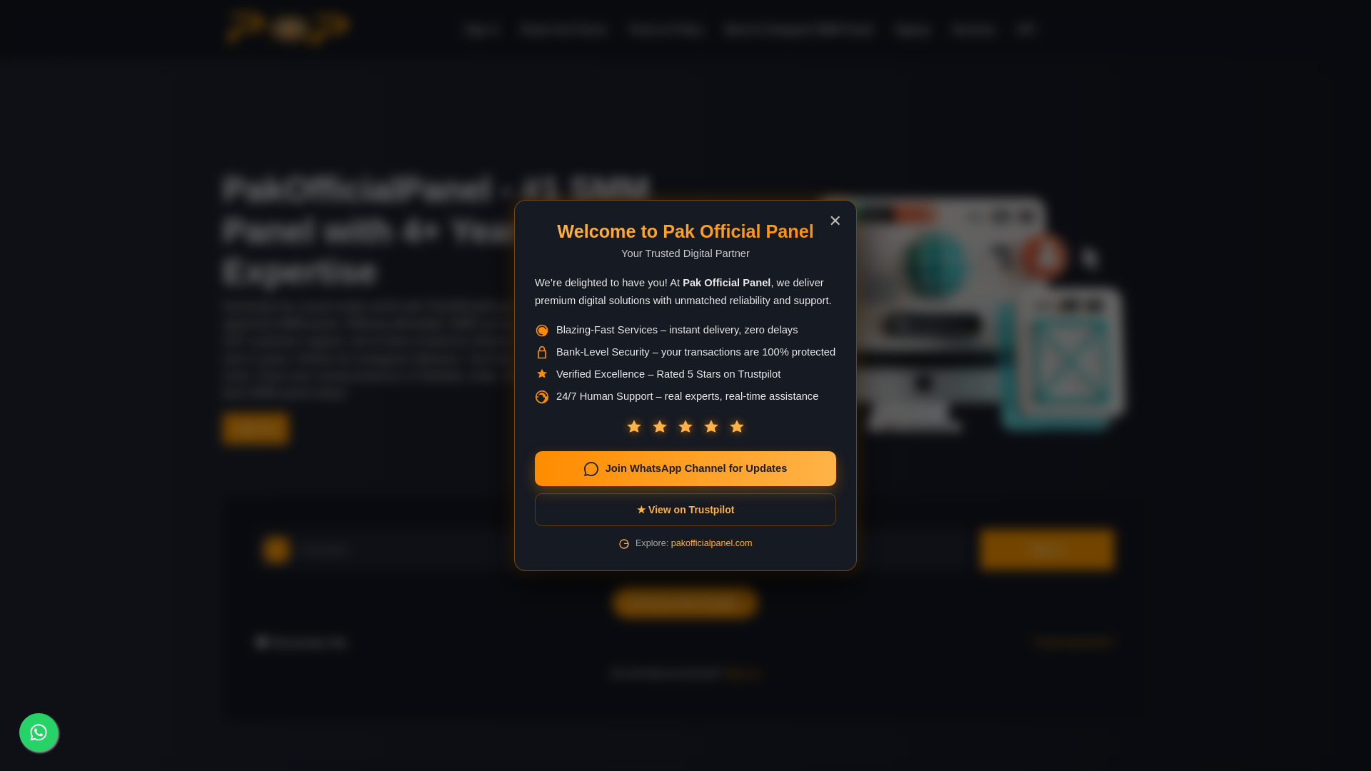 website screenshot of https://pakofficialpanel.com/