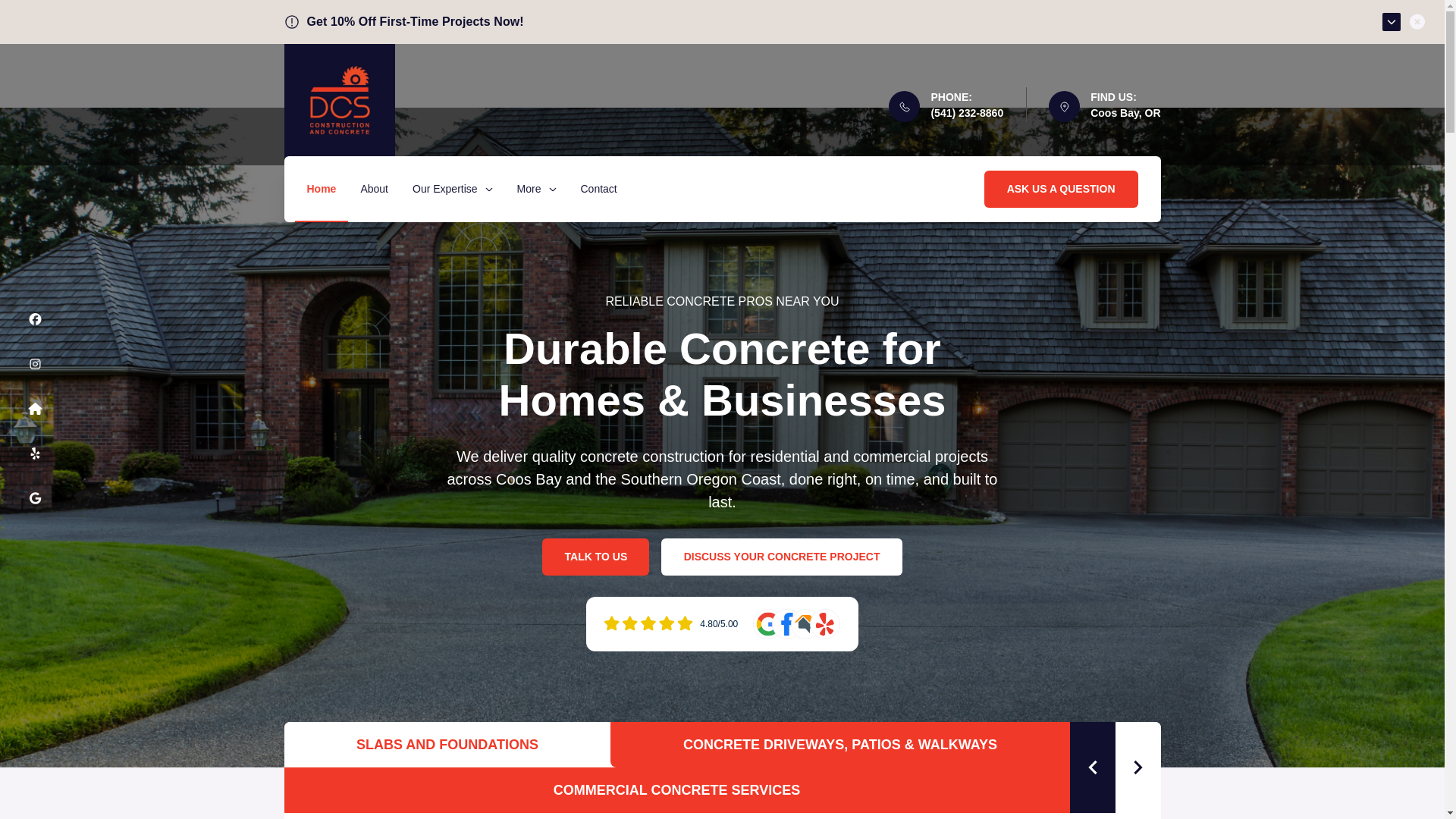 website screenshot of https://dcsconstructionconcrete.com/