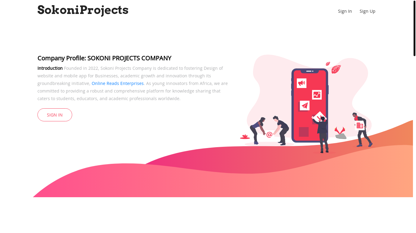 website screenshot of https://sokoniprojects.co.tz/