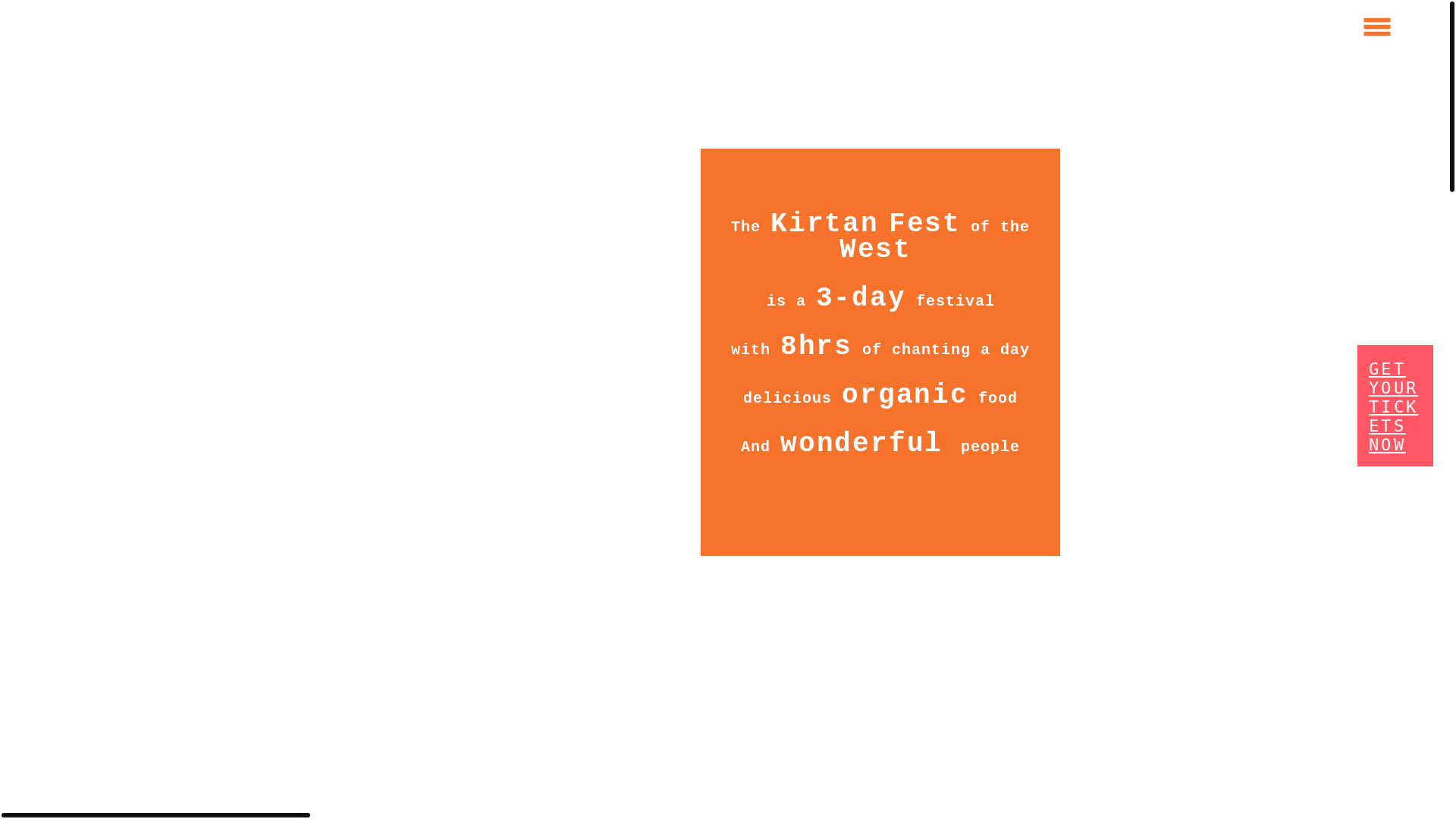 website screenshot of https://kirtanfestofthewest.com/
