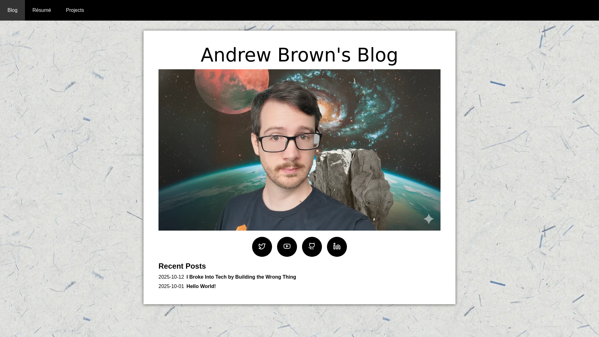 website screenshot of https://andrewbrownresume.com/