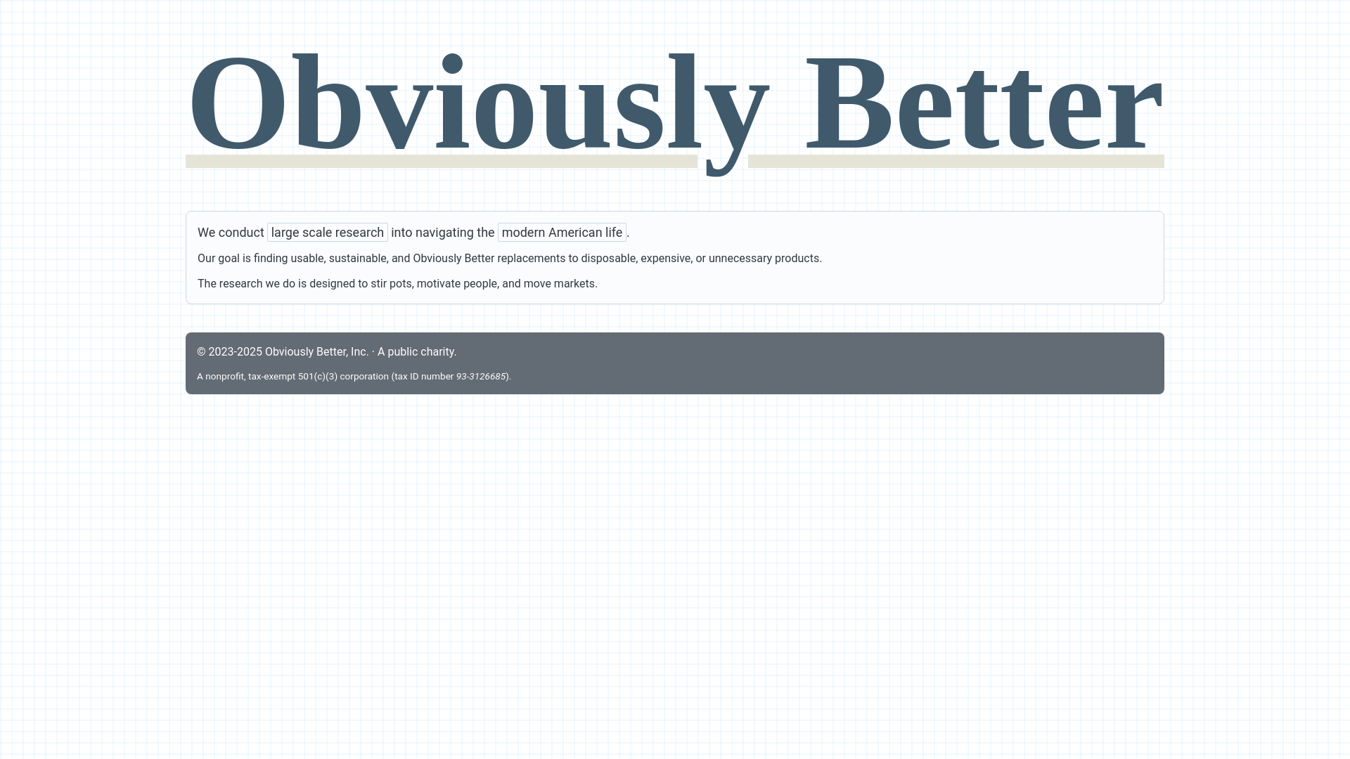 website screenshot of https://obviously-better.pages.dev/