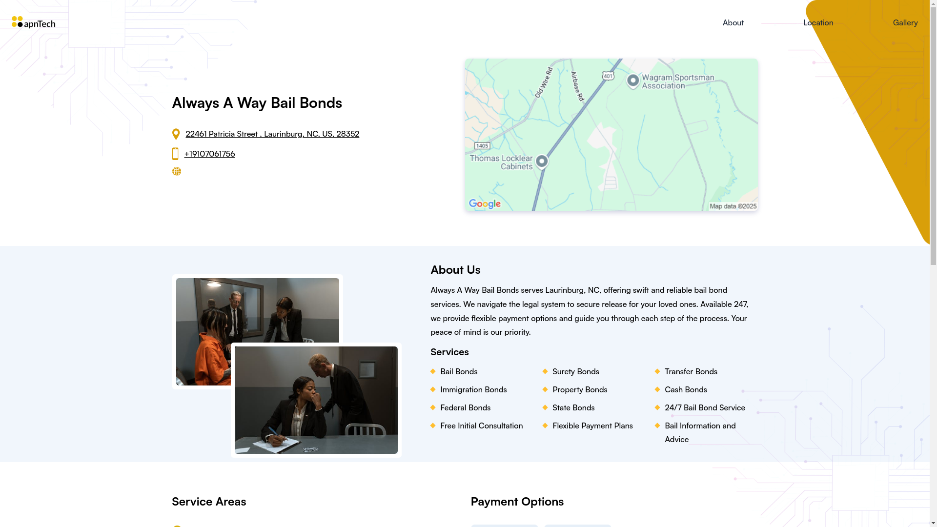 website screenshot of https://alwaysawaybailbonds.online/