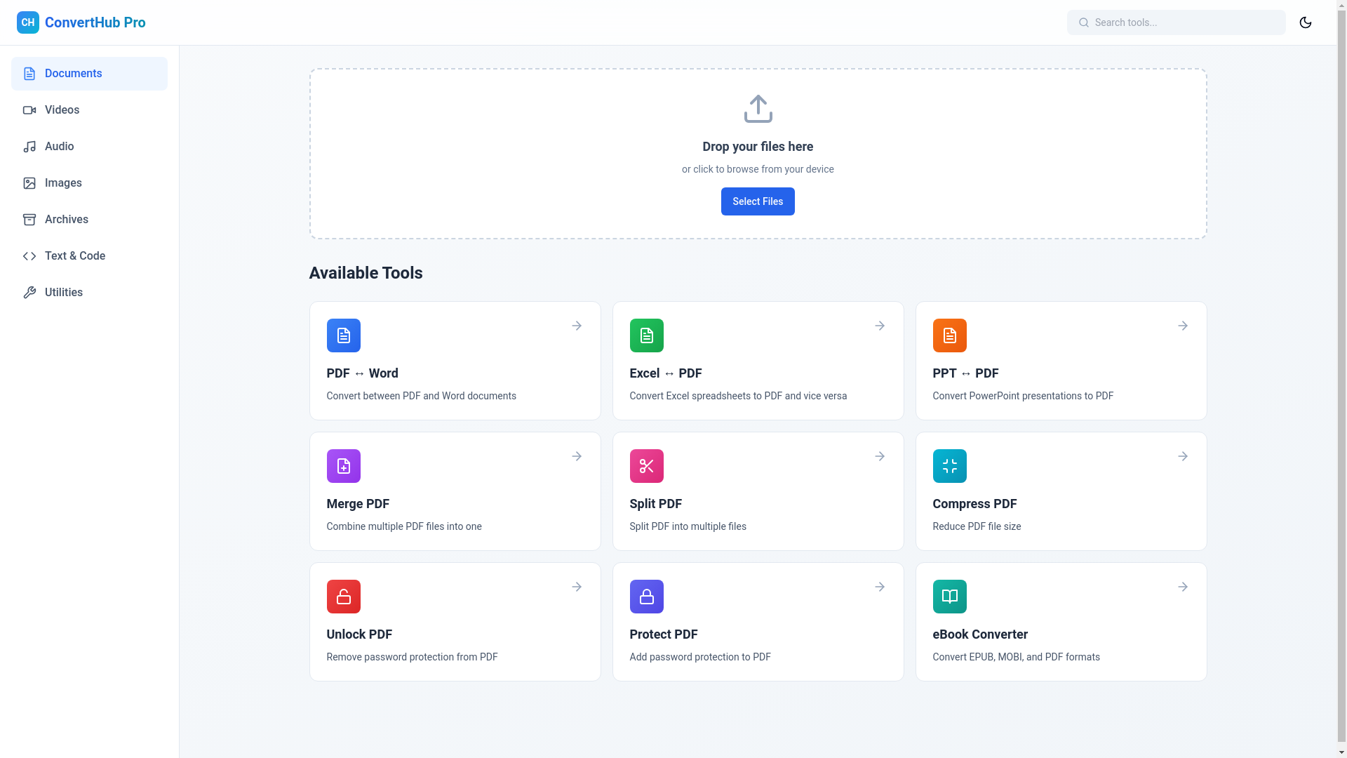 website screenshot of https://converterhubpro.com/