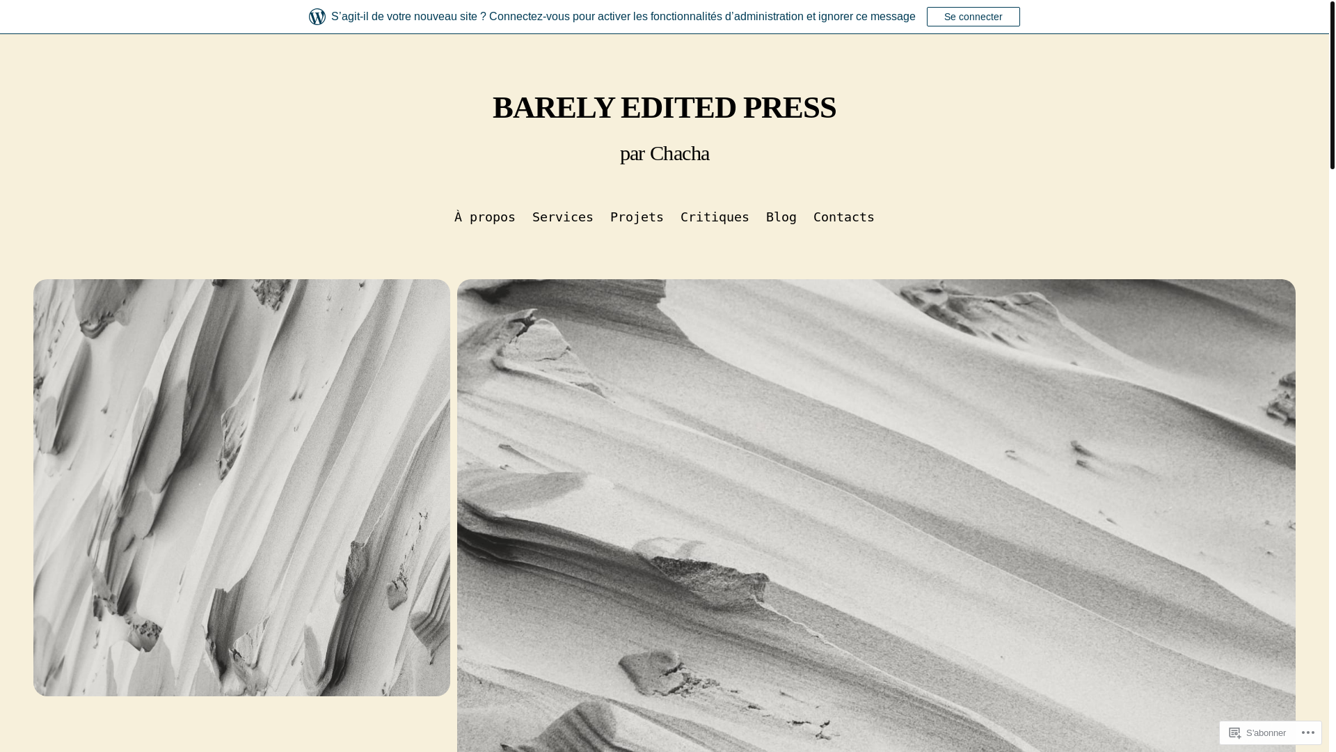 website screenshot of https://barelyeditedpress.fr/
