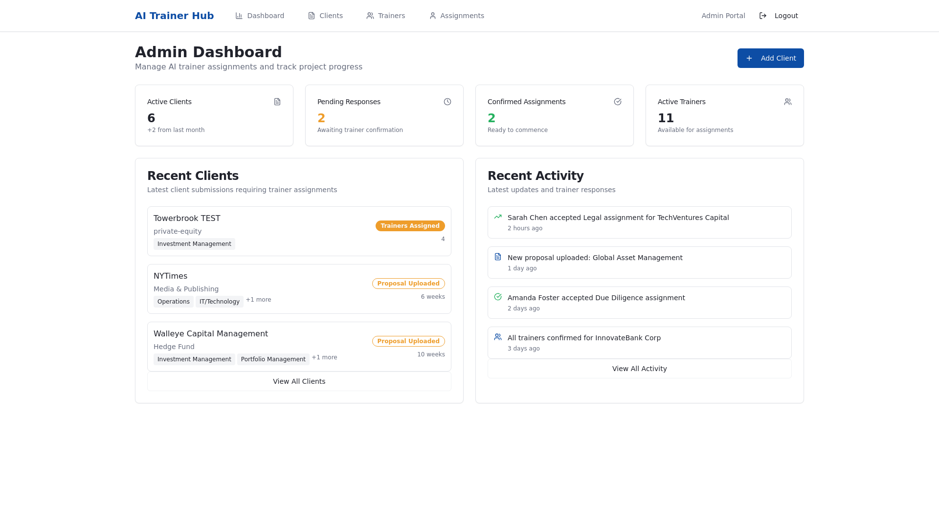 website screenshot of https://everyclient.app/