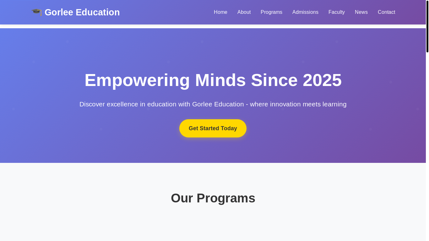 website screenshot of https://gorlee.edu.deal/