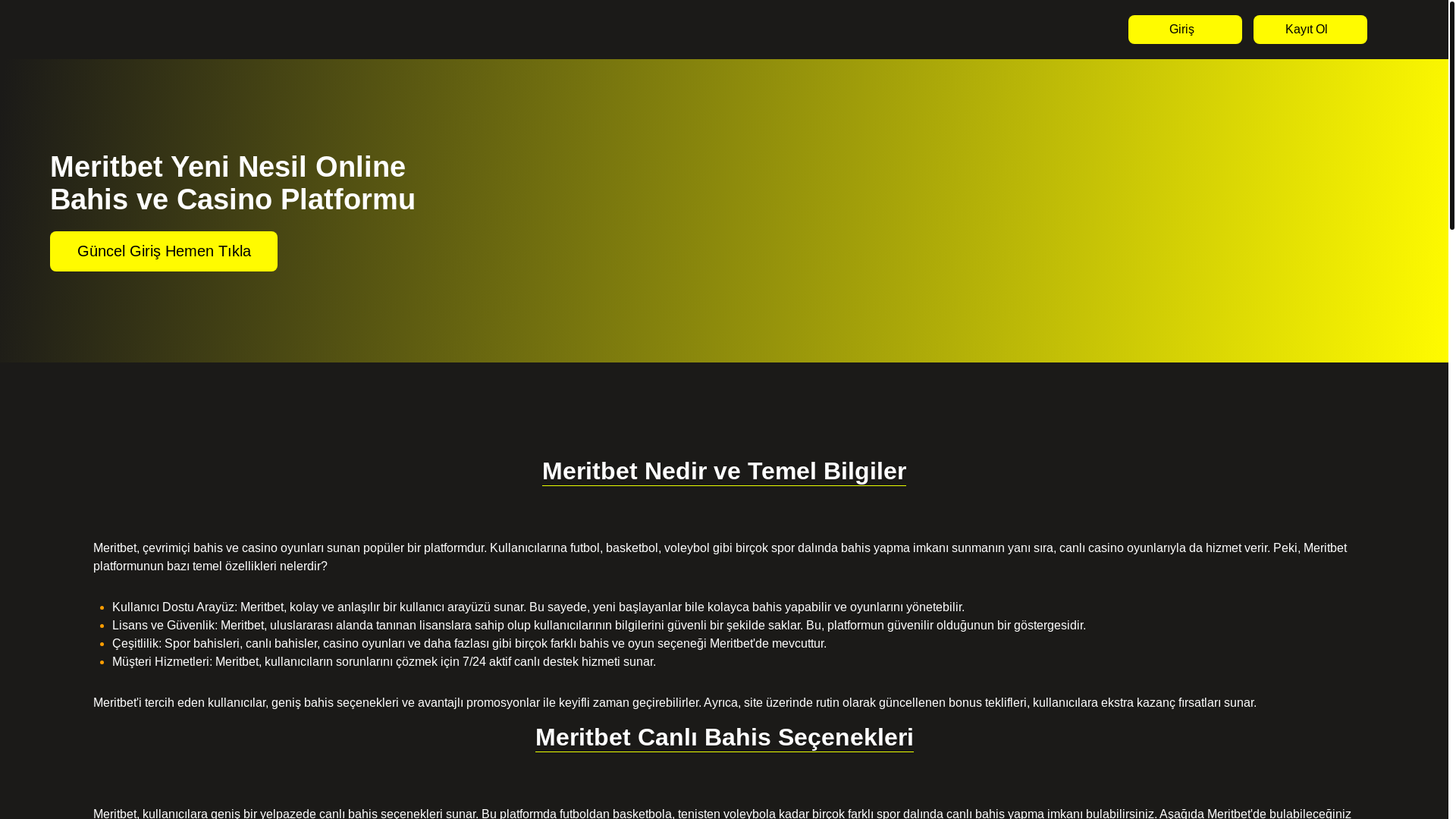 website screenshot of https://merit-betgiris.com/