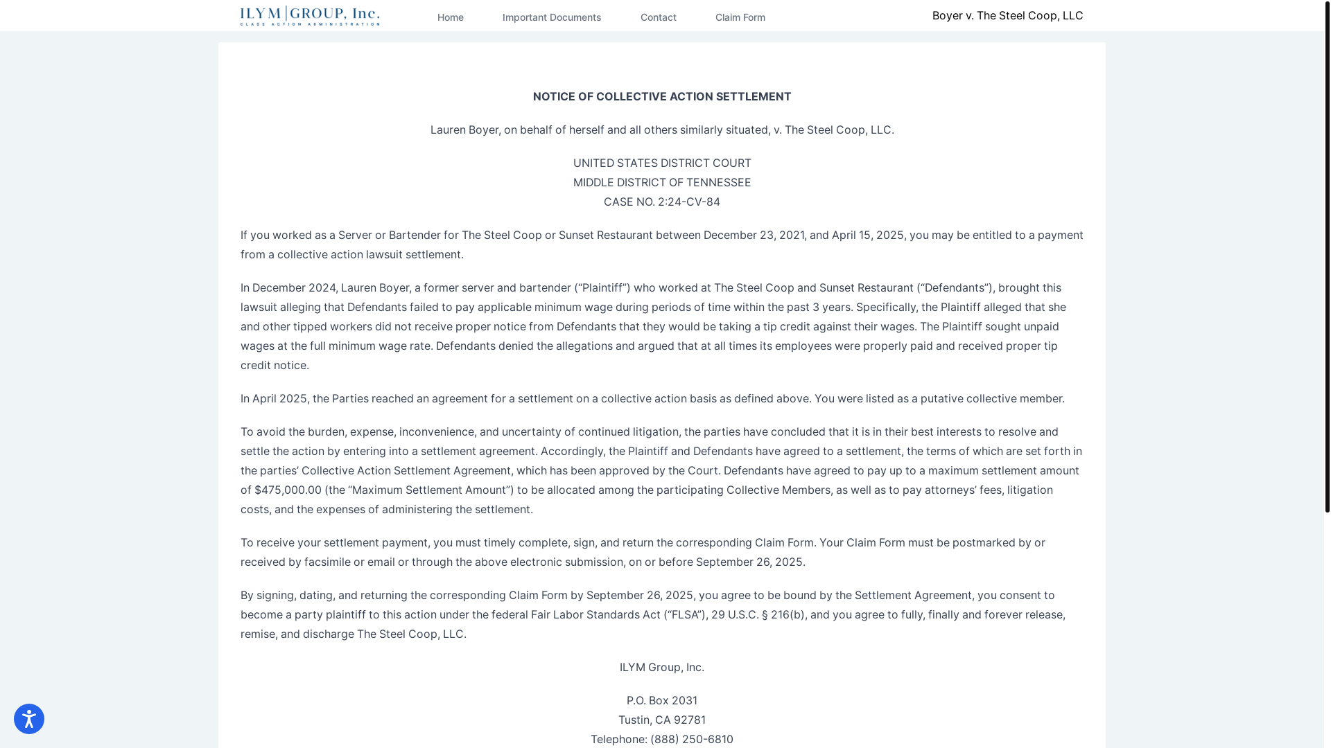 website screenshot of https://thesteelcoopcollectiveaction.com/