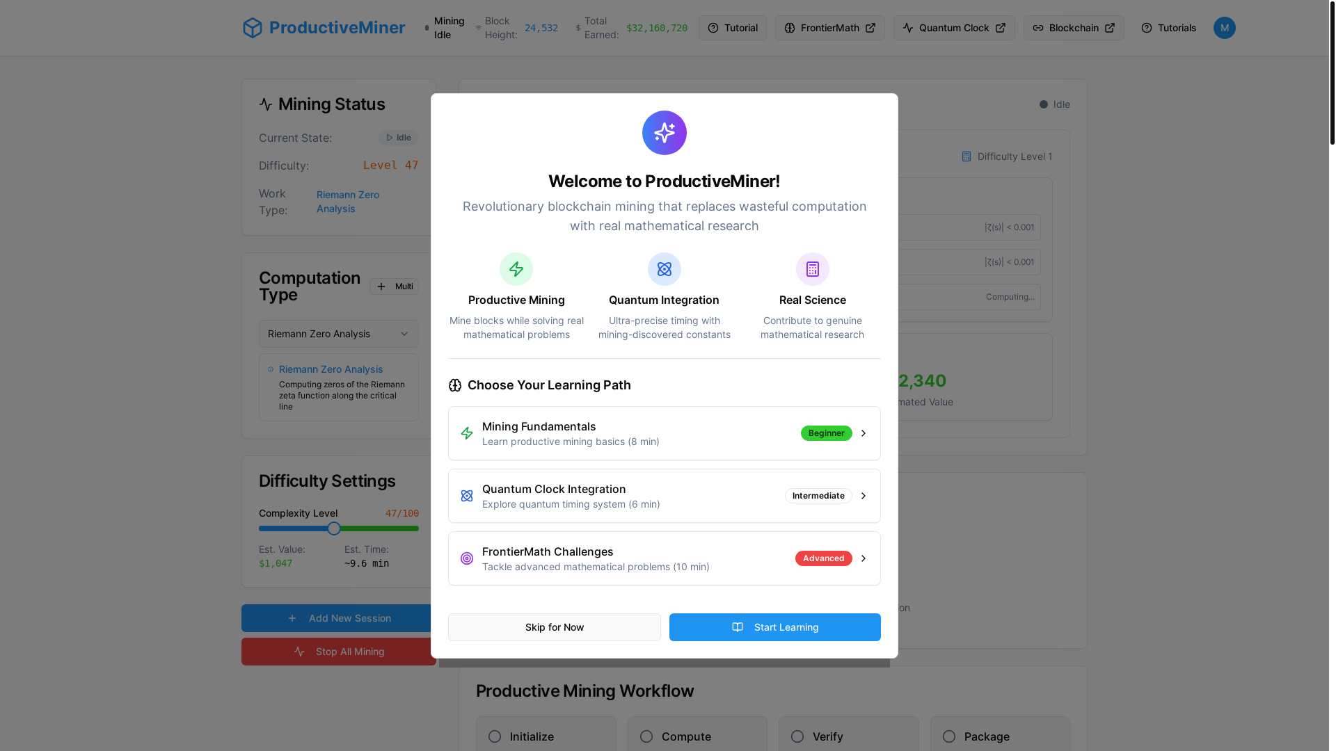website screenshot of https://productiveminingchain.org/