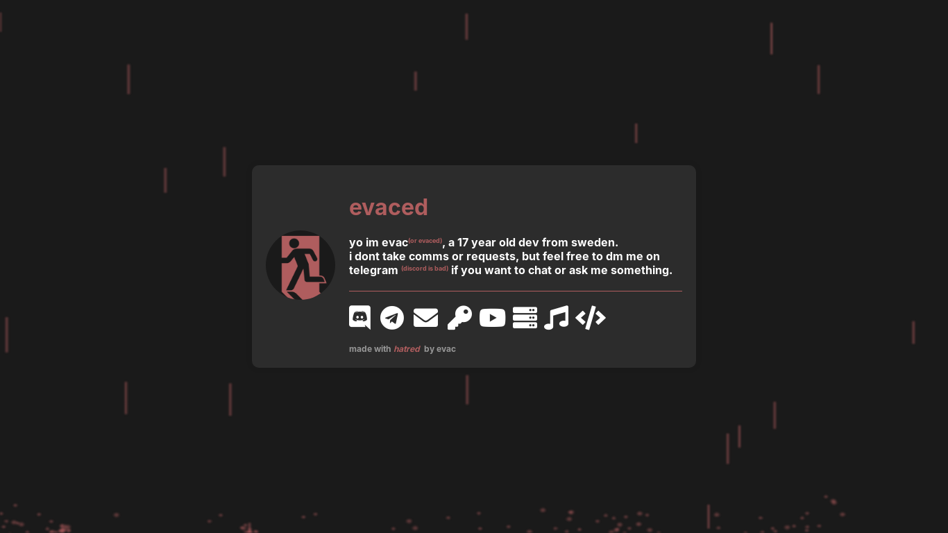 website screenshot of https://evac.sh/
