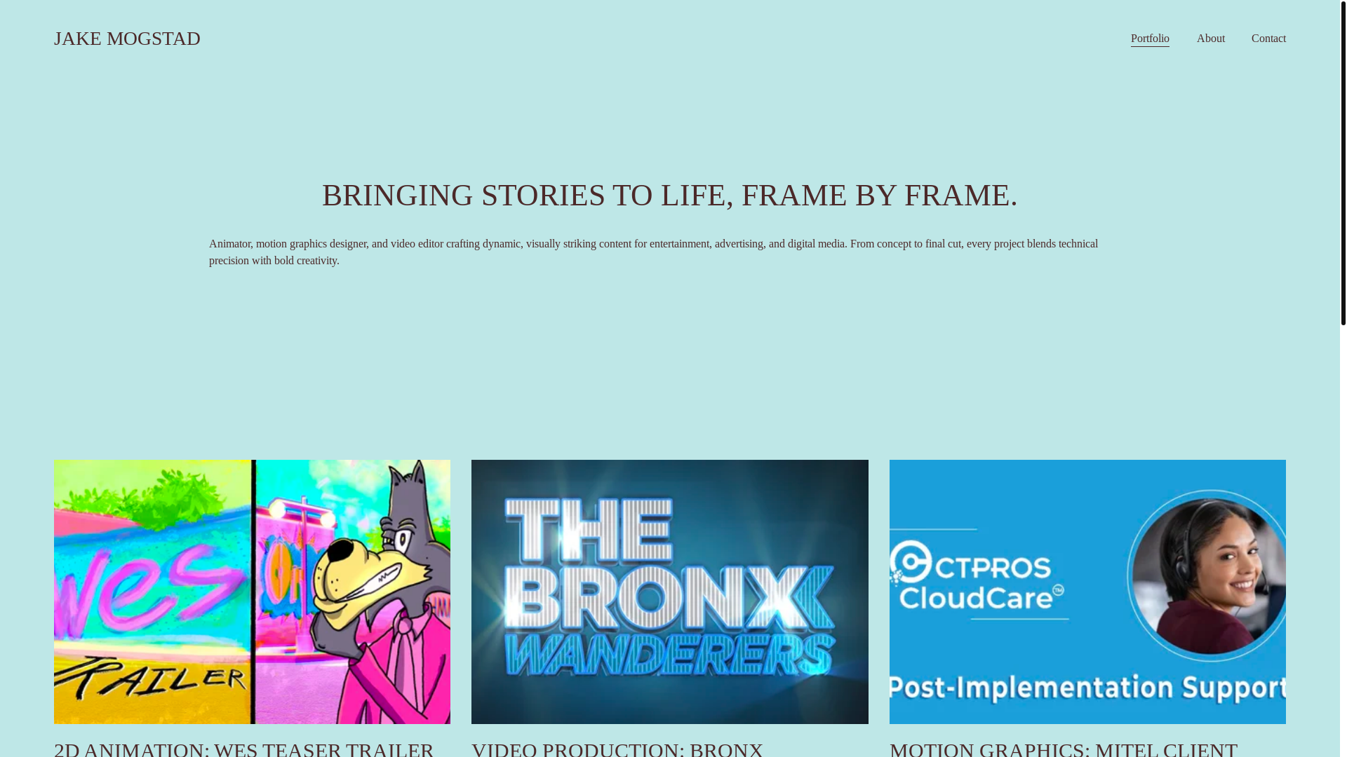 website screenshot of https://jakemogstad.com/