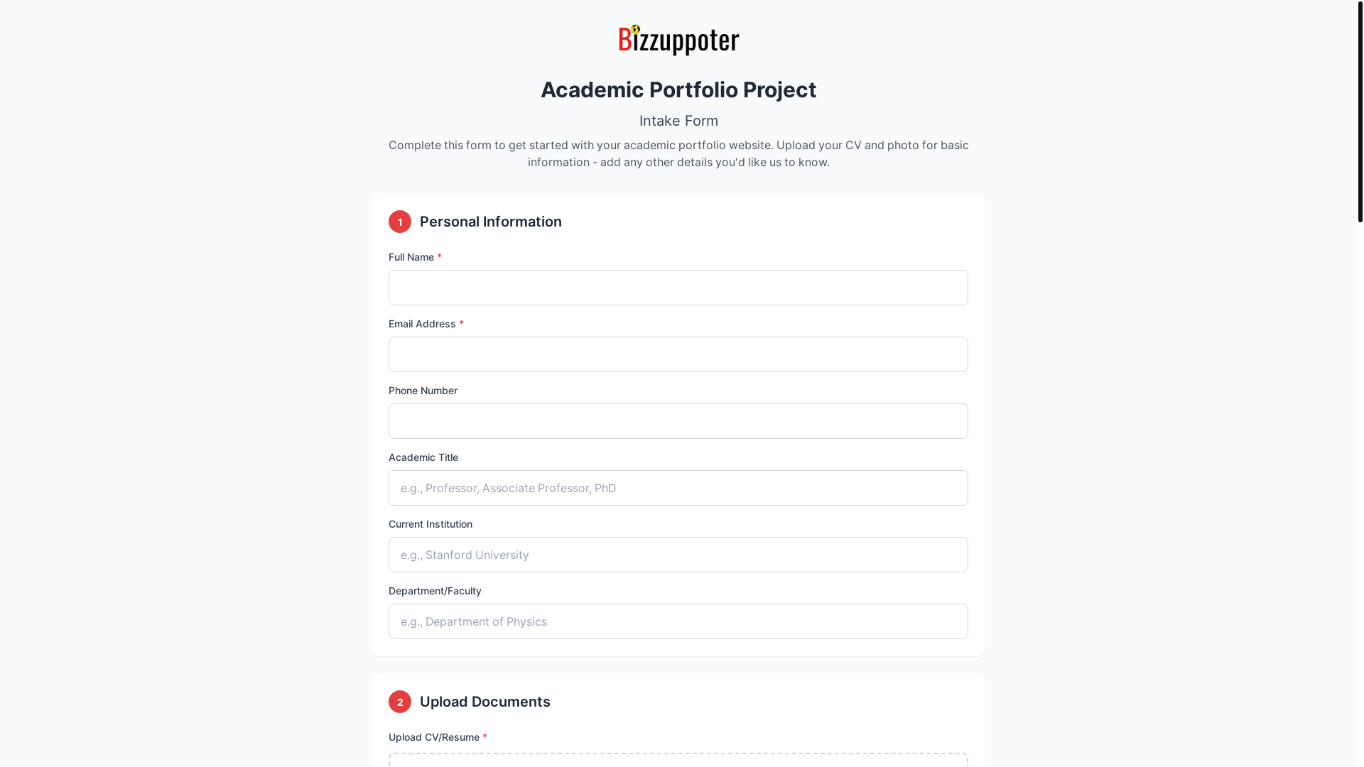 website screenshot of https://academic-portfolio-form.pages.dev/
