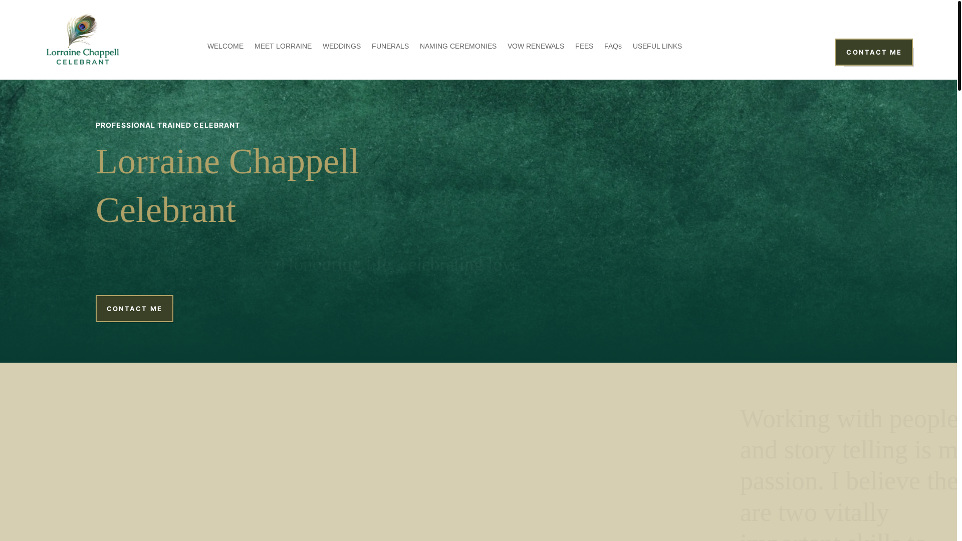 website screenshot of https://lorrainechappellcelebrant.co.uk/