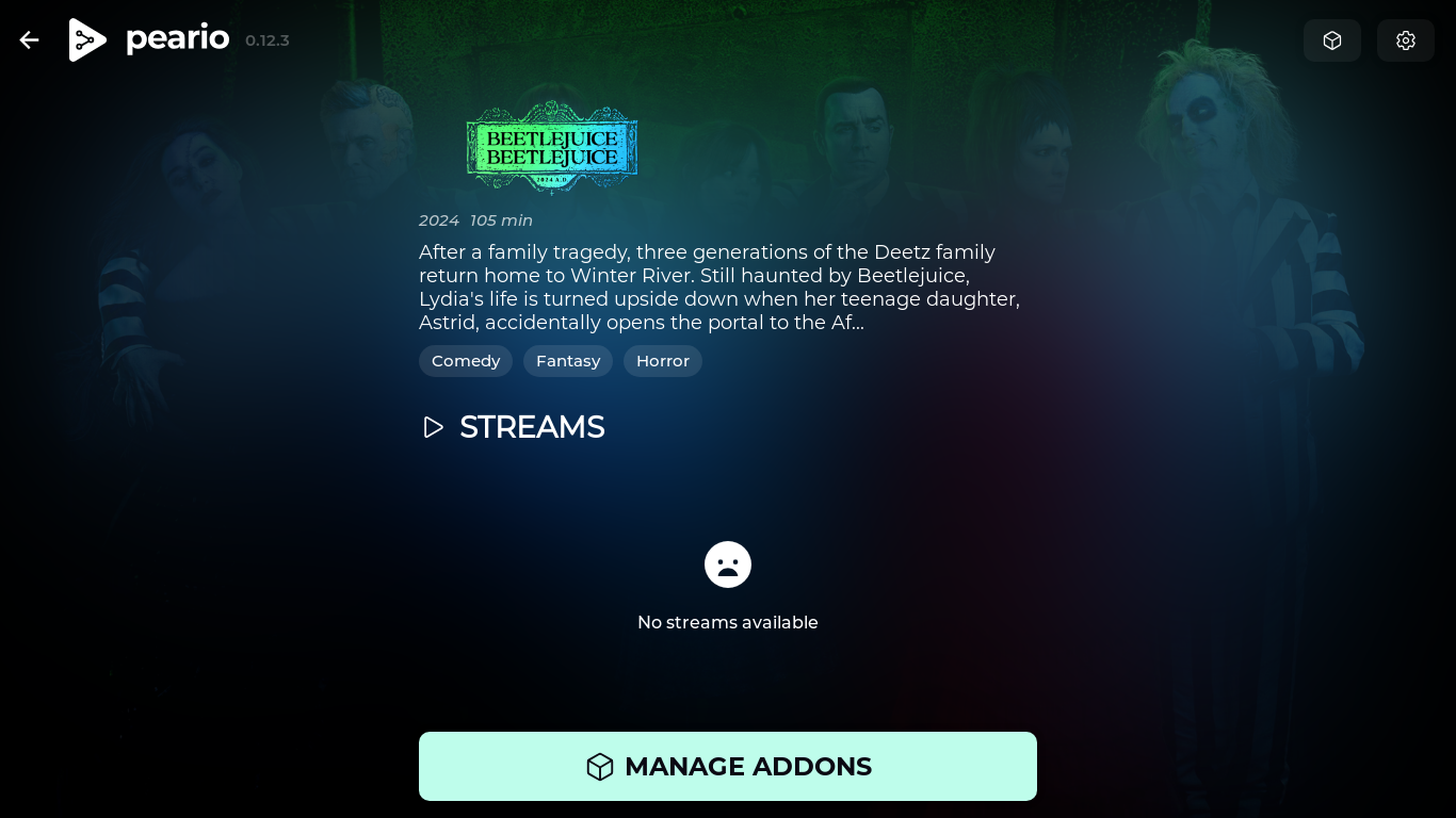 website screenshot of https://peario.xyz/stream/movie/tt2049403