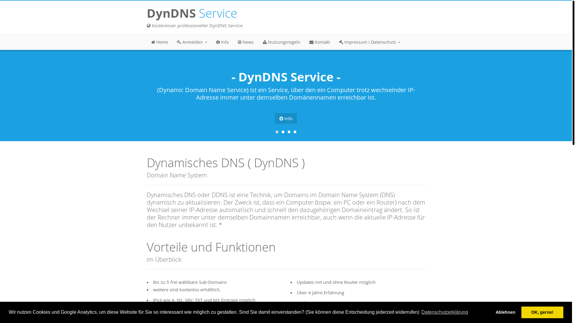 website screenshot of https://ddnss.de/