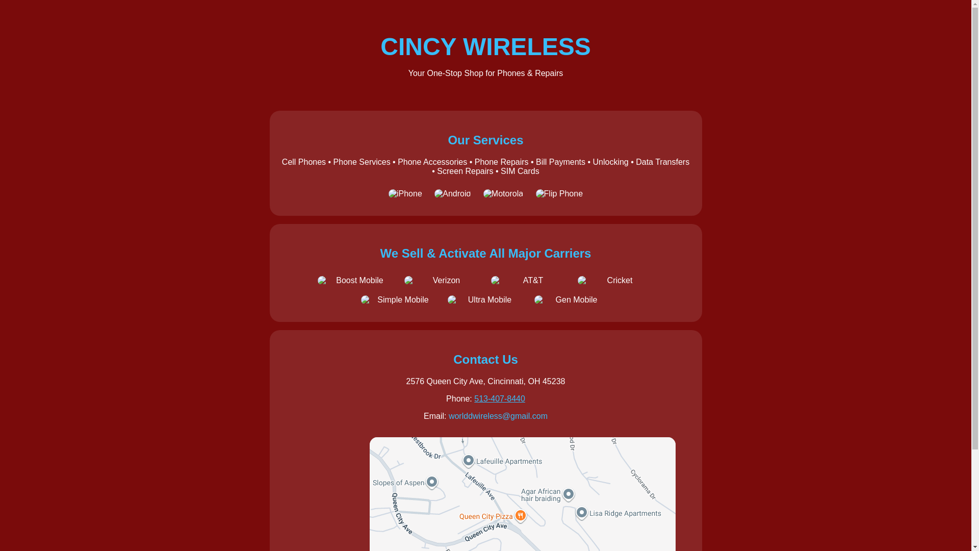 website screenshot of https://cincywireless.com/