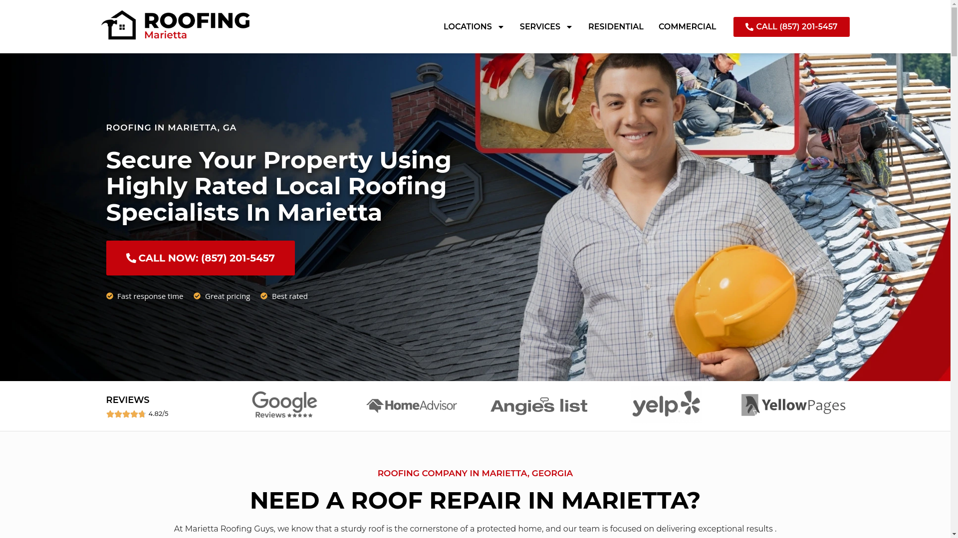 website screenshot of https://mariettaroofguys.com/