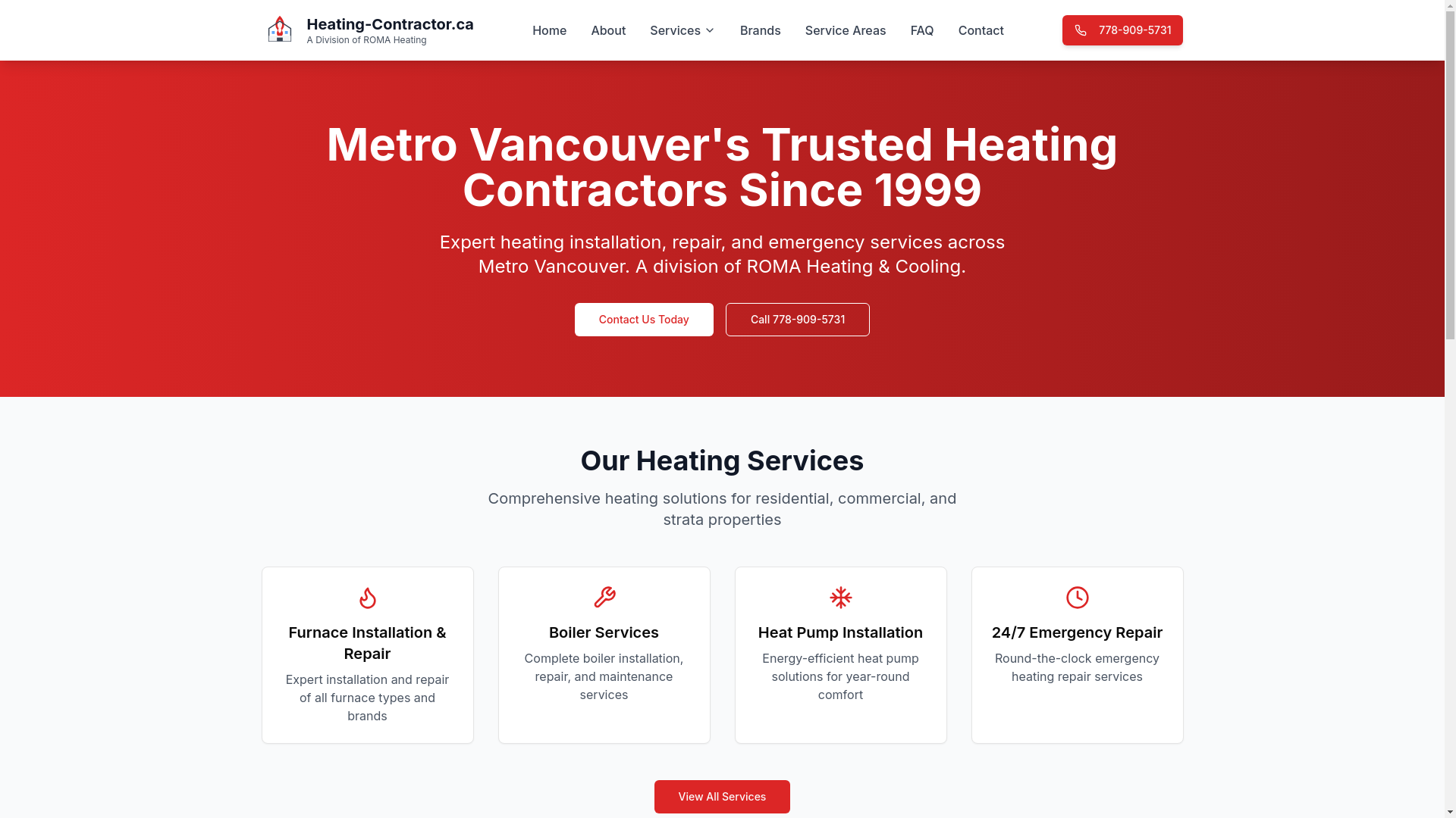 website screenshot of https://heating-contractor.ca/